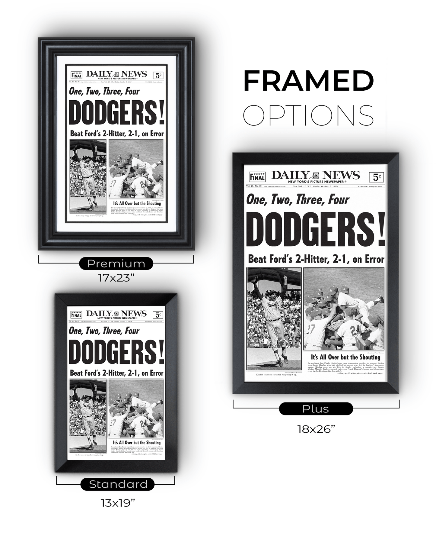 1963 LA Dodgers World Series Champs Framed Newspaper Print - TitleGameFrames.com