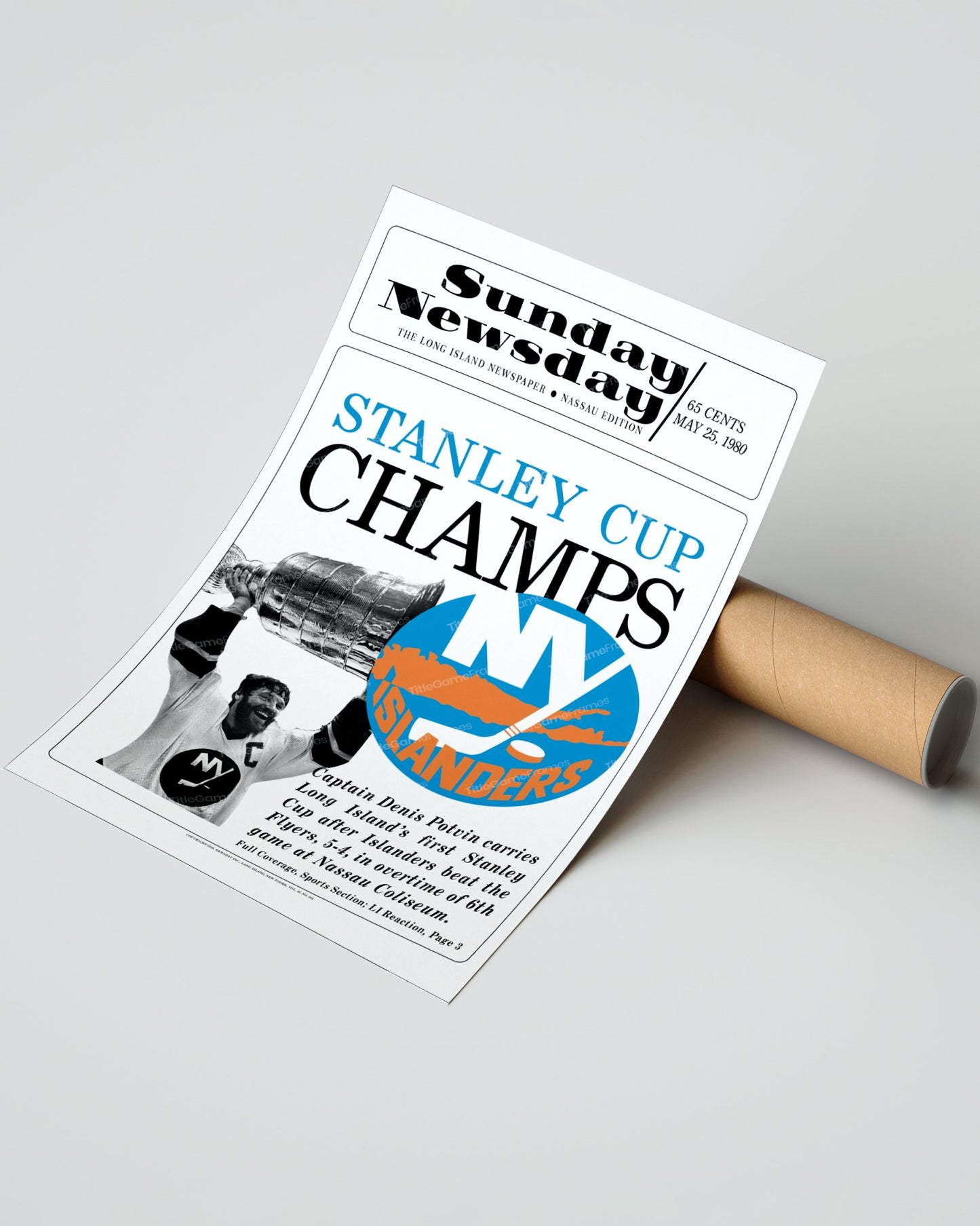 1980 New York Islanders Stanley Cup Victory - Commemorative Framed Newspaper - Title Game Frames