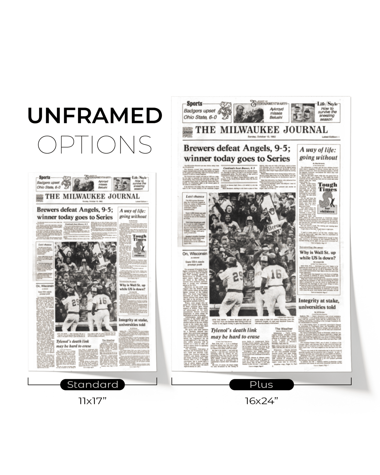 1982 Milwaukee Brewers American League Championship Series Framed Front Page Newspaper Print “Winner Today Goes to Series” - TitleGameFrames.com