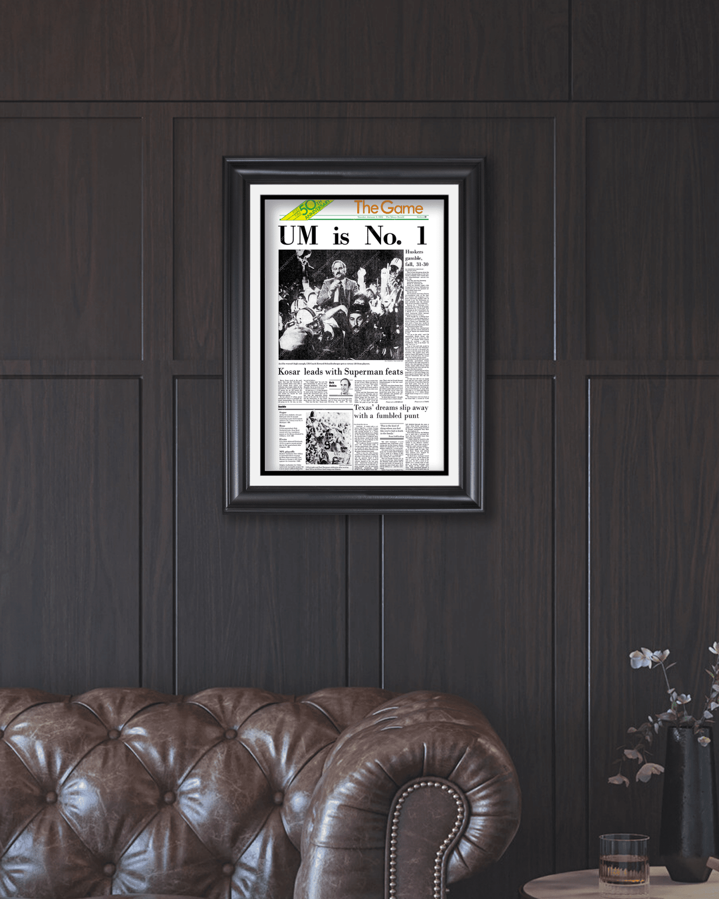 1984 Miami Hurricanes Football "UM is No 1" National Championship Framed Newspaper - TitleGameFrames.com