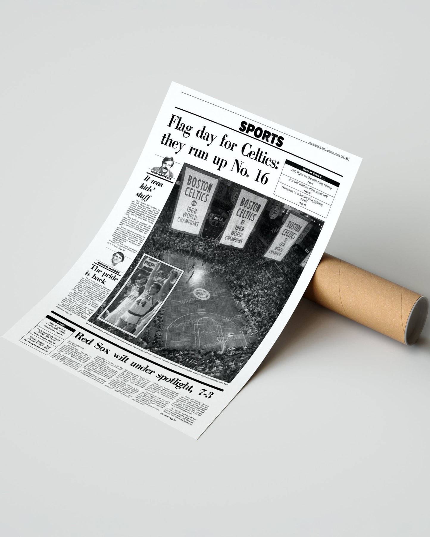 1986 Boston Garden Celtics Championship Banner Framed Newspaper - Title Game Frames