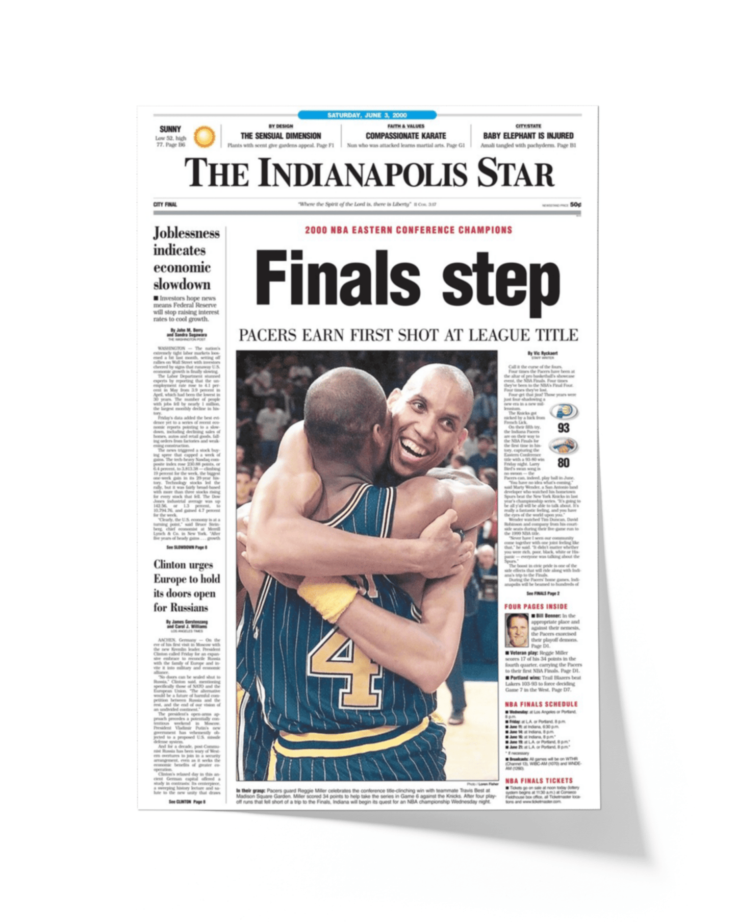 2000 Indiana Pacers Eastern Conference Winners "Final Step" Framed Newspaper - TitleGameFrames.com