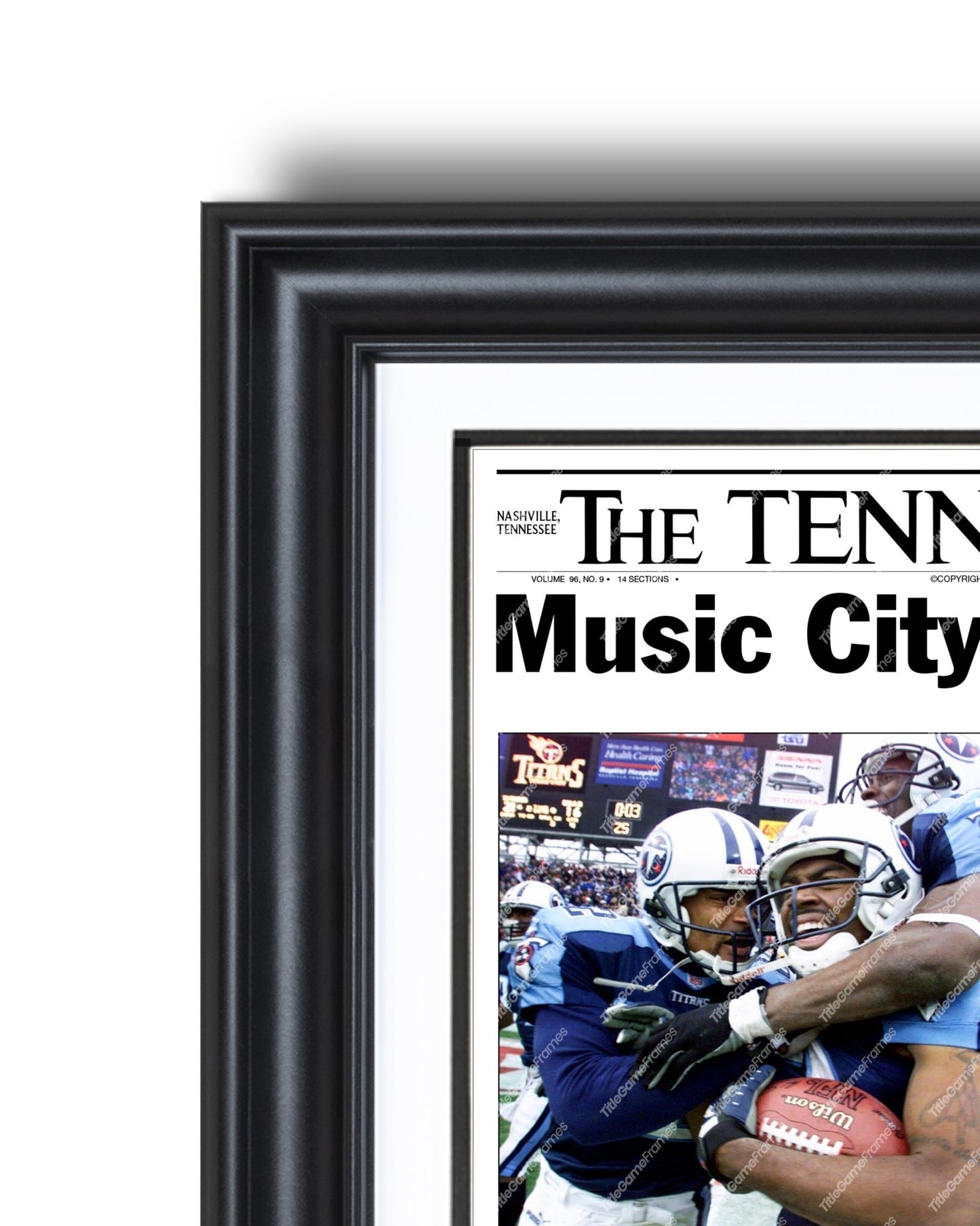 2000 Tennessee Titans 'Music City Miracle' Framed Newspaper - TitleGameFrames.com