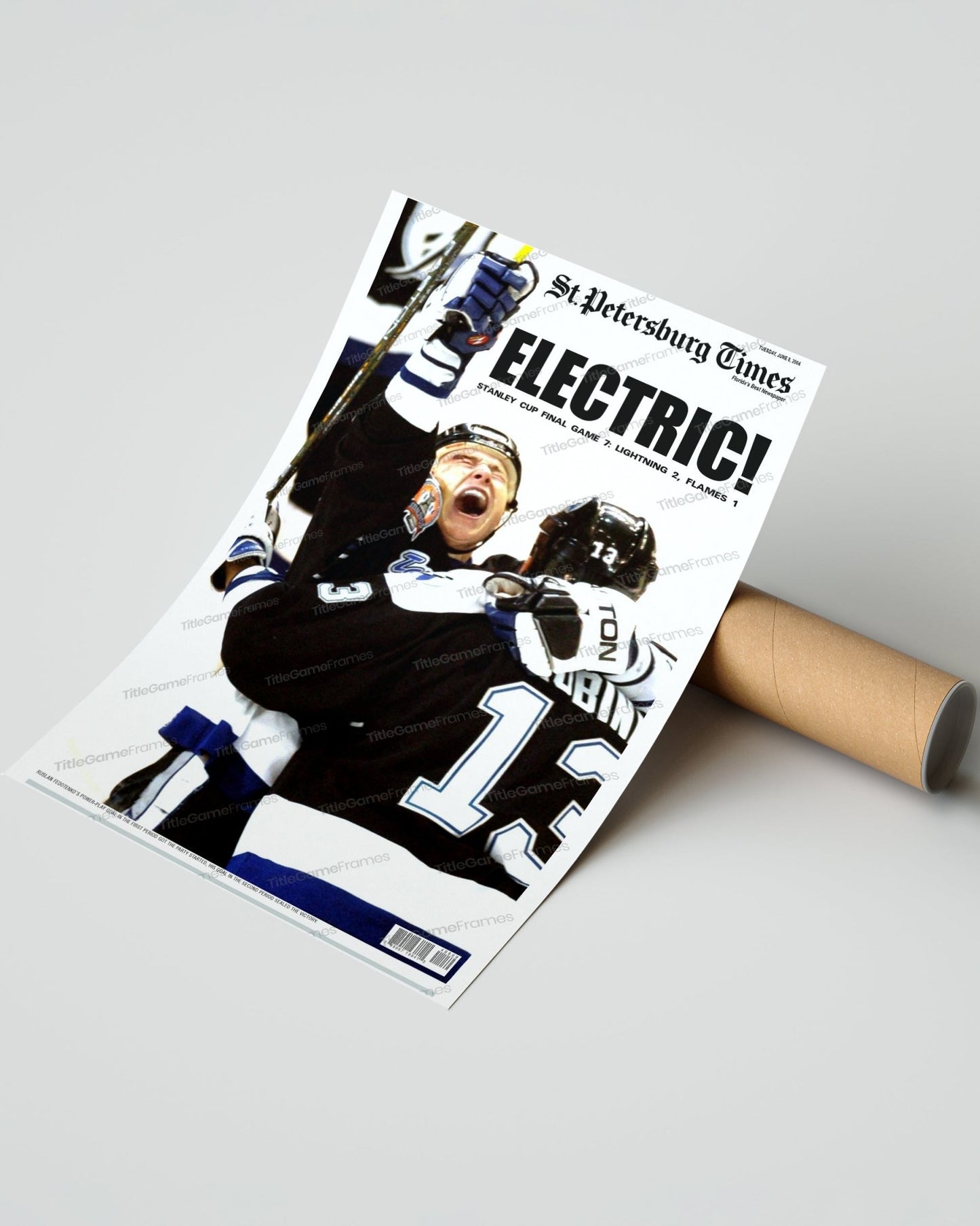 2004 Tampa Bay Lightning Electric Stanley Cup Champions Framed Newspaper Front Page Print - TitleGameFrames.com