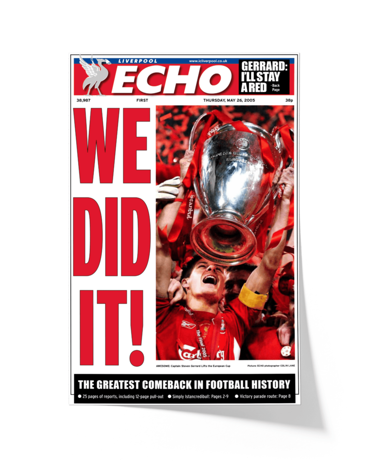 2005 Liverpool Football "WE DID IT" Istanbul Comeback Champions League Newspaper - TitleGameFrames.com