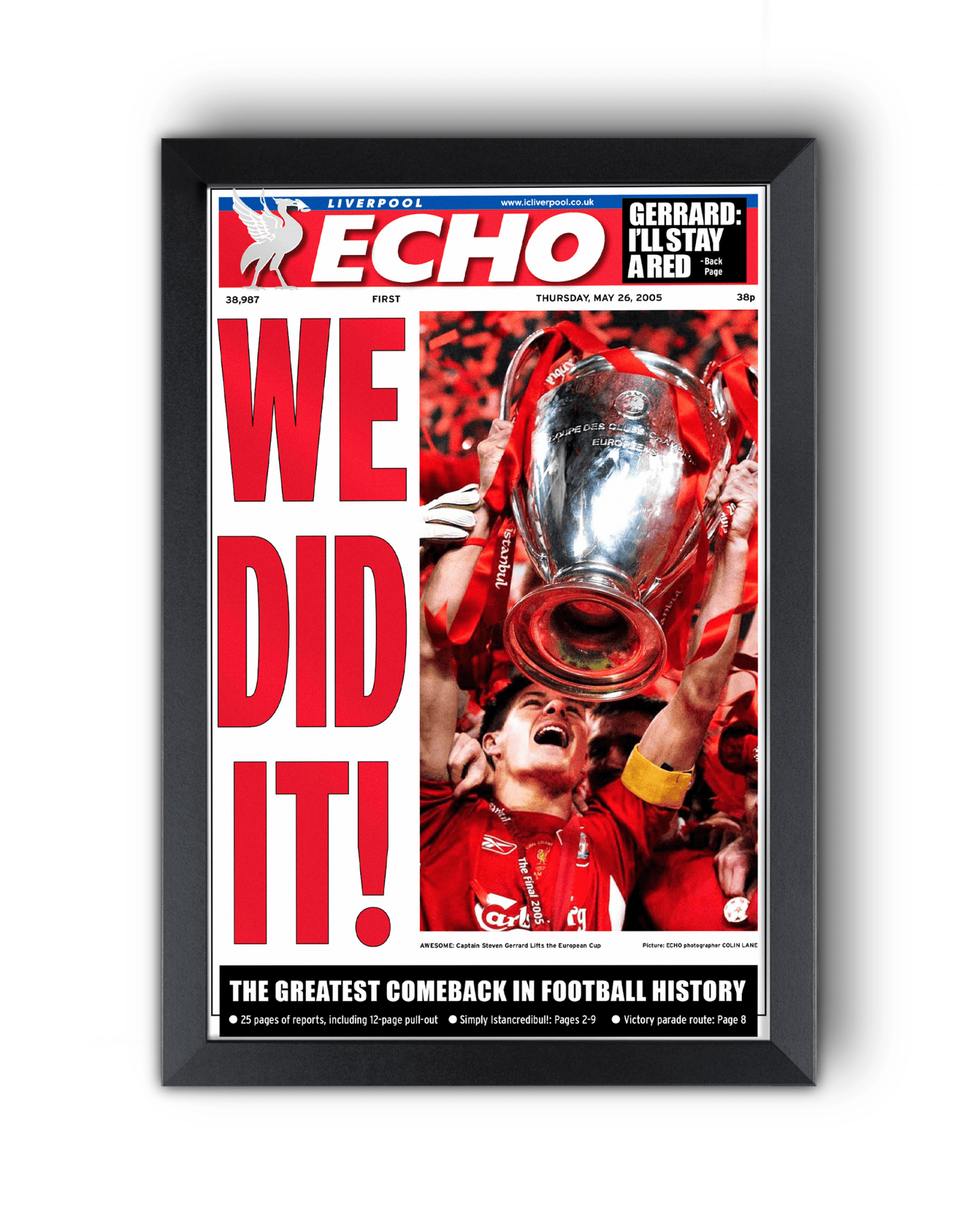 2005 Liverpool Football "WE DID IT" Istanbul Comeback Champions League Newspaper - TitleGameFrames.com
