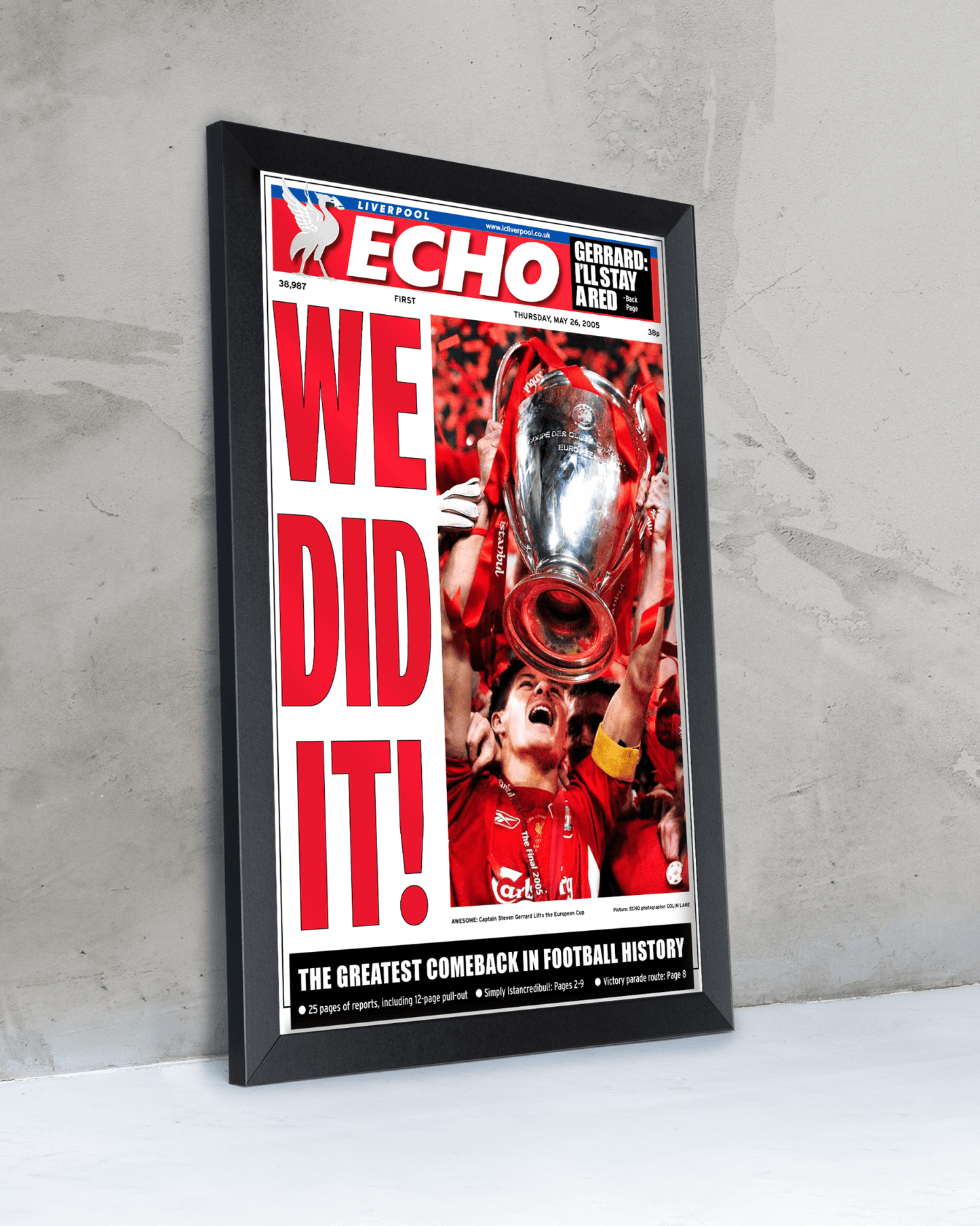 2005 Liverpool Football "WE DID IT" Istanbul Comeback Champions League Newspaper - TitleGameFrames.com