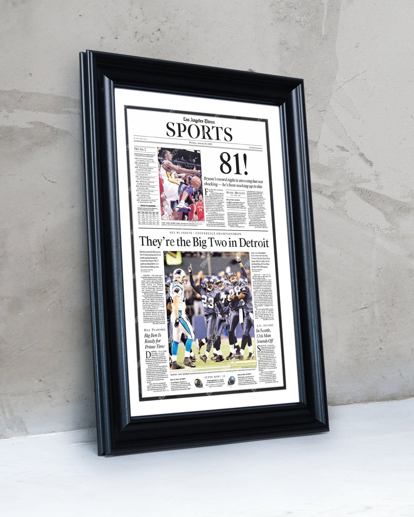 2006 Kobe Bryant 81 Point Game Framed Newspaper Front Page Print - Title Game Frames