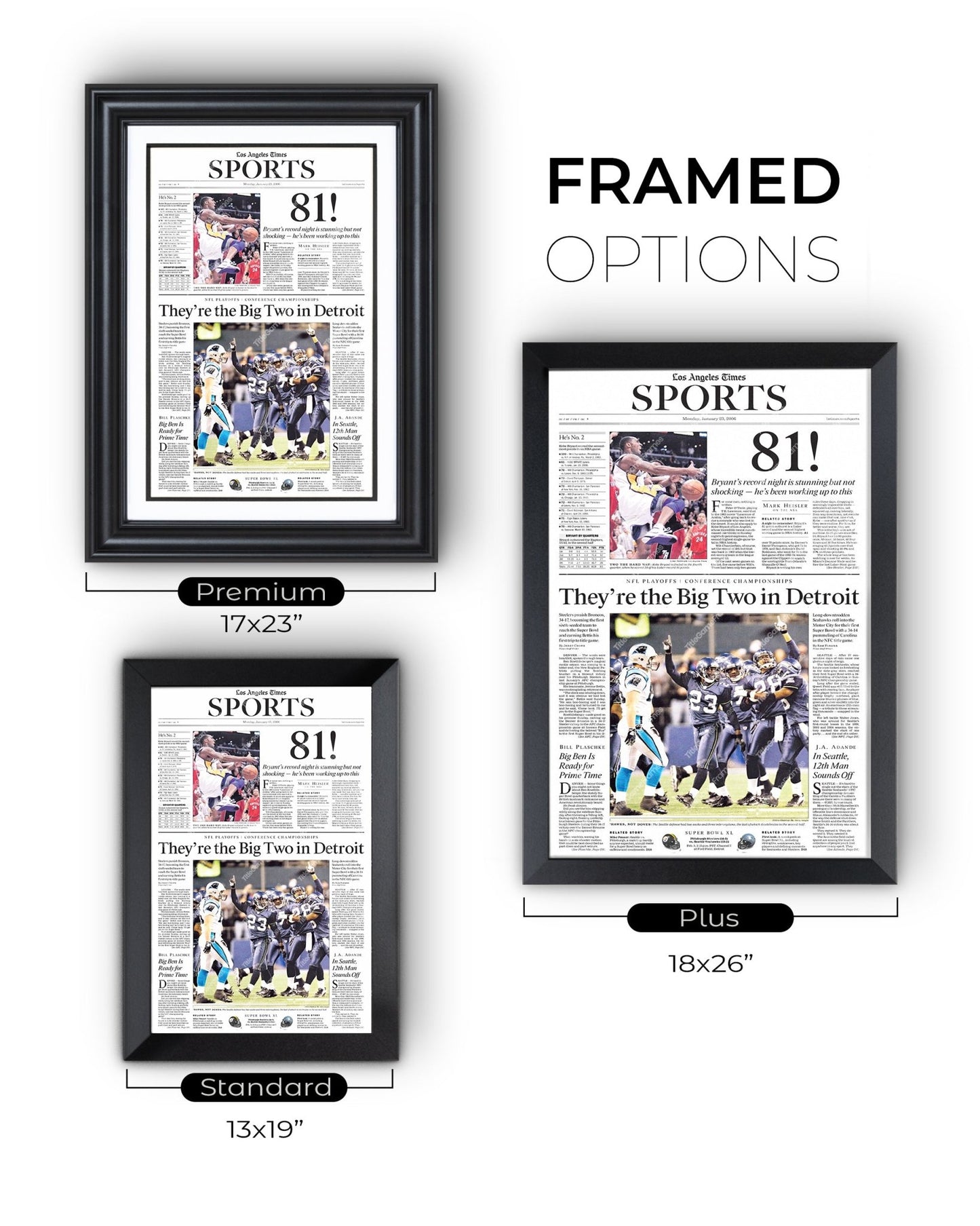 2006 Kobe Bryant 81 Point Game Framed Newspaper Front Page Print - Title Game Frames
