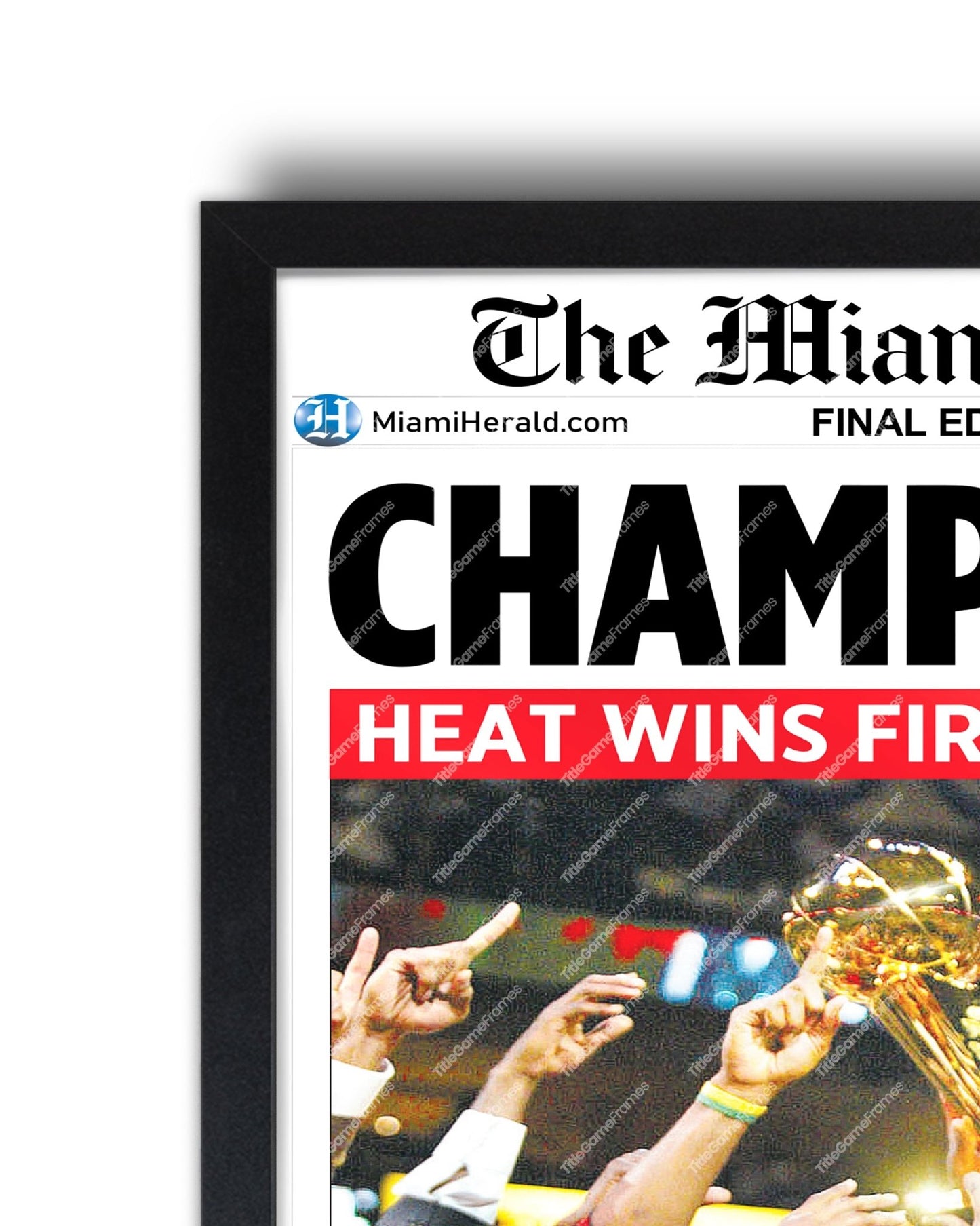 2006 Miami Heat NBA Champion Framed Newspaper Front Page Newspaper Print Pat Riley Dwyane Wade - Title Game Frames