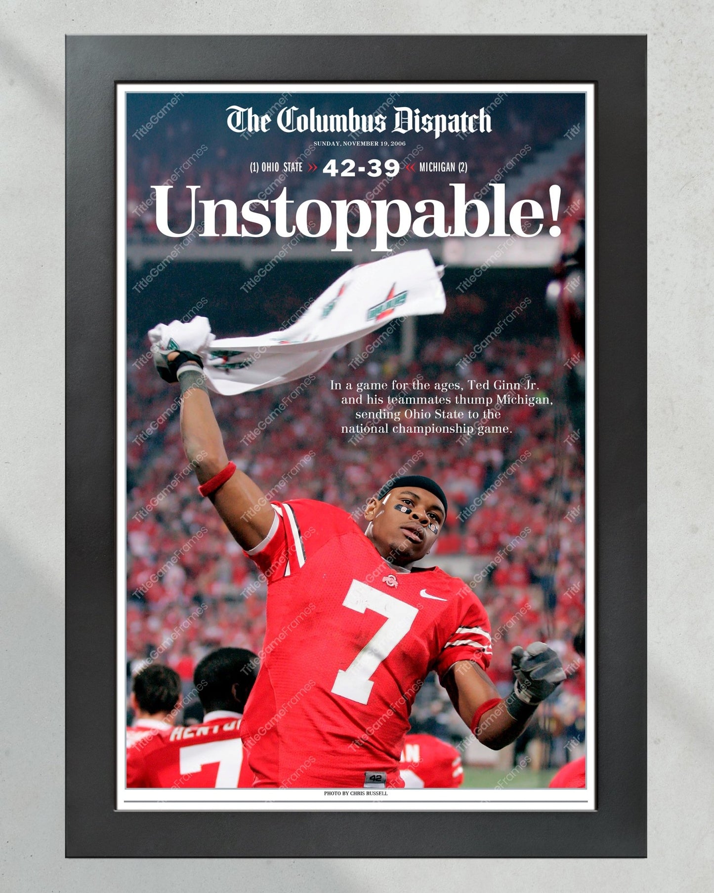 2006 Ohio State Defeats Michigan "Game of the Century" Framed Newspaper - TitleGameFrames.com
