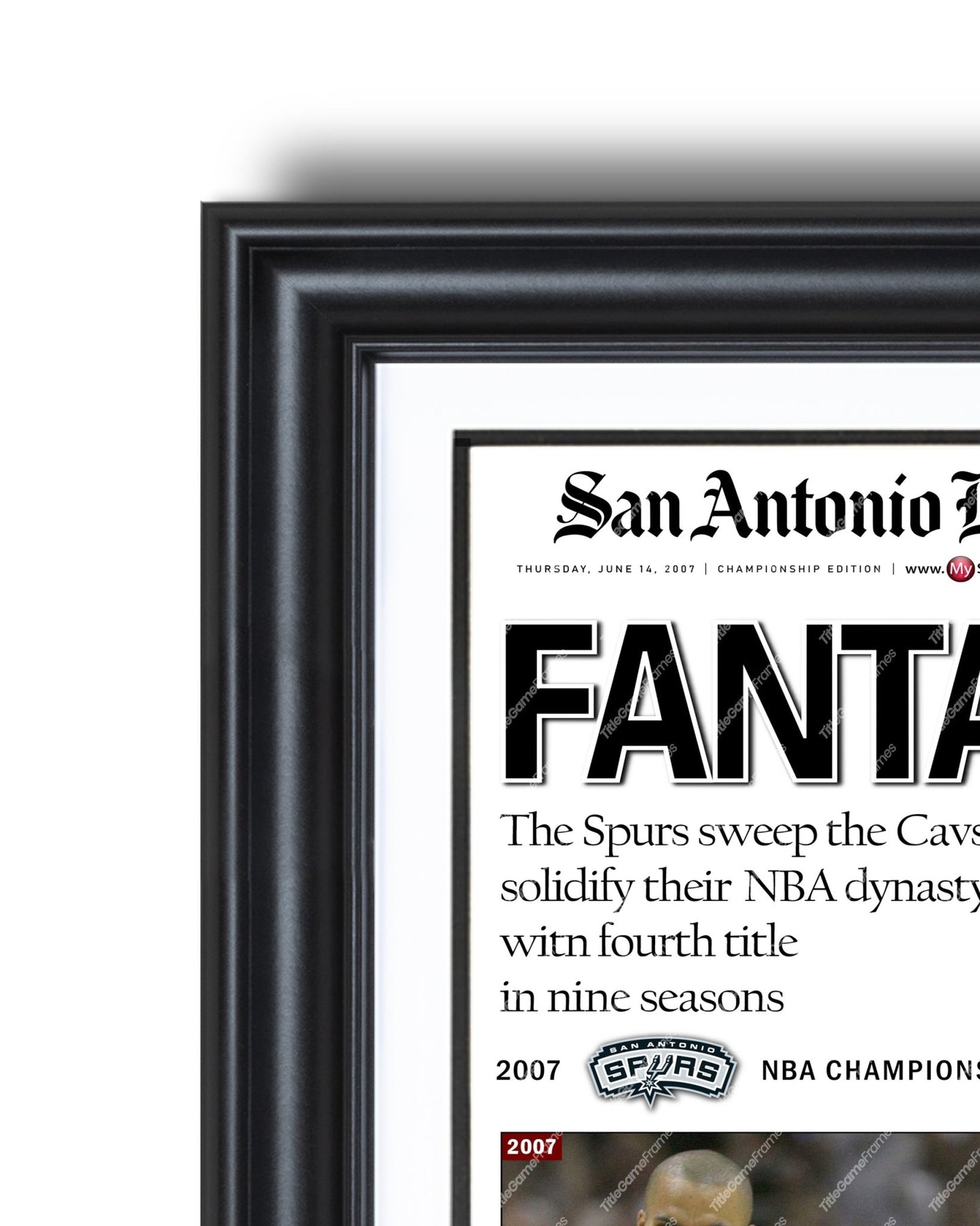 2007 San Antonio Spurs NBA Champion Framed Front Page Newspaper Print - Title Game Frames