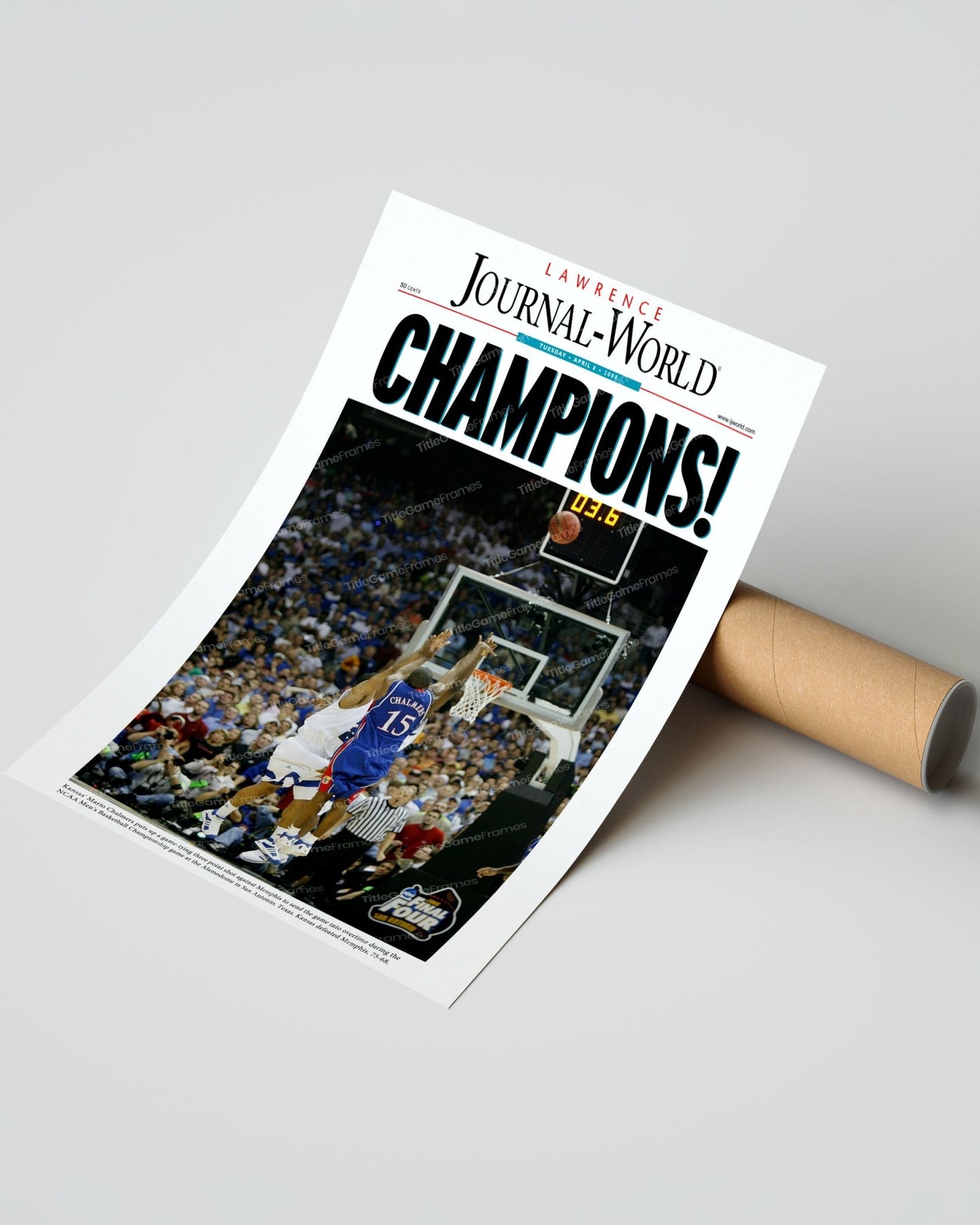 2008 Kansas Jayhawks NCAA College Basketball Champions Framed Front Page Newspaper Print Mario Chalmers - TitleGameFrames.com