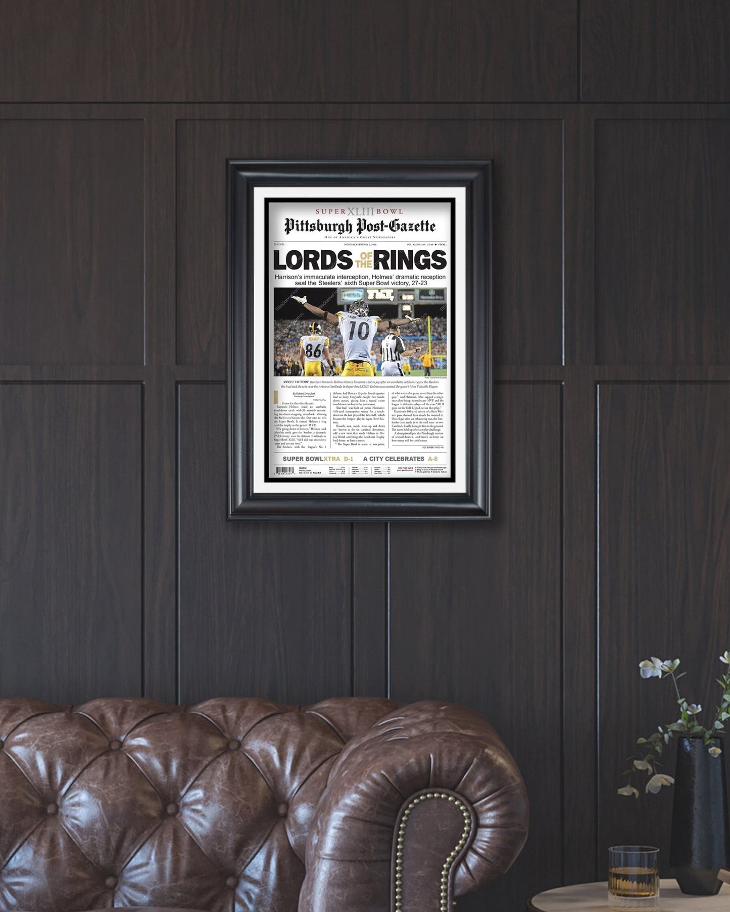 2009 Pittsburgh Steelers Superbowl XLIII Framed Front Page Newspaper Front Page Print - TitleGameFrames.com