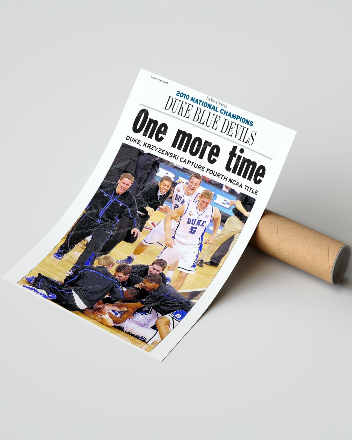 2010 Duke Blue Devils NCAA College Basketball National Champions Framed Front Page Newspaper Print - TitleGameFrames.com