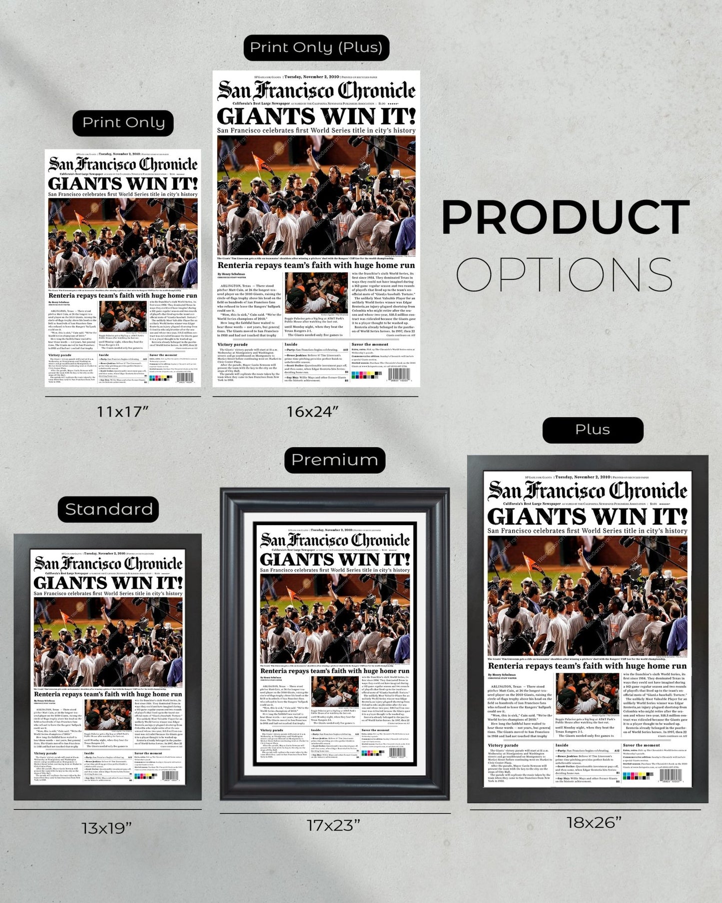 2010 San Francisco Giants Tim Lincecum World Series Framed Newspaper Front Page Print - TitleGameFrames.com