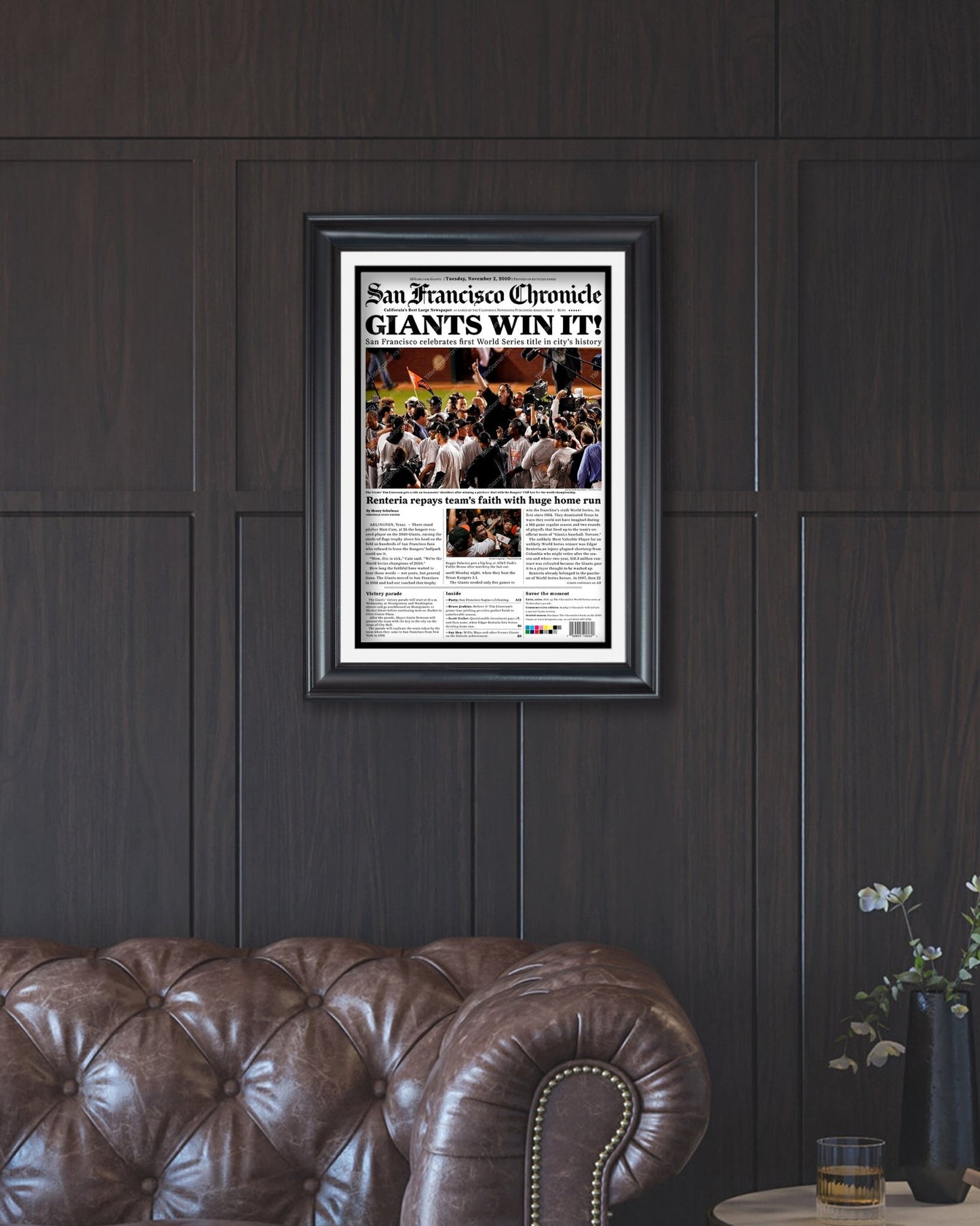 2010 San Francisco Giants Tim Lincecum World Series Framed Newspaper Front Page Print - TitleGameFrames.com
