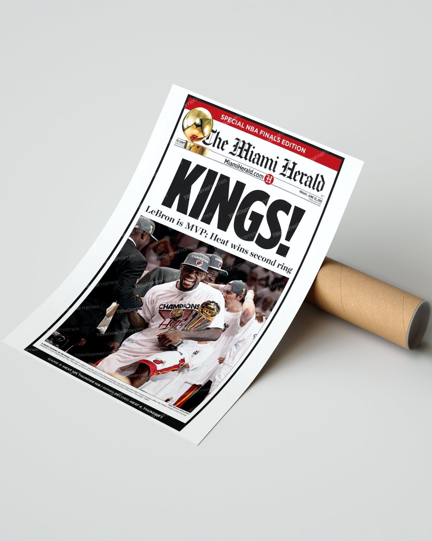 2012 Miami Heat NBA Champions Framed Newspaper Front Page Print Lebron James - TitleGameFrames.com