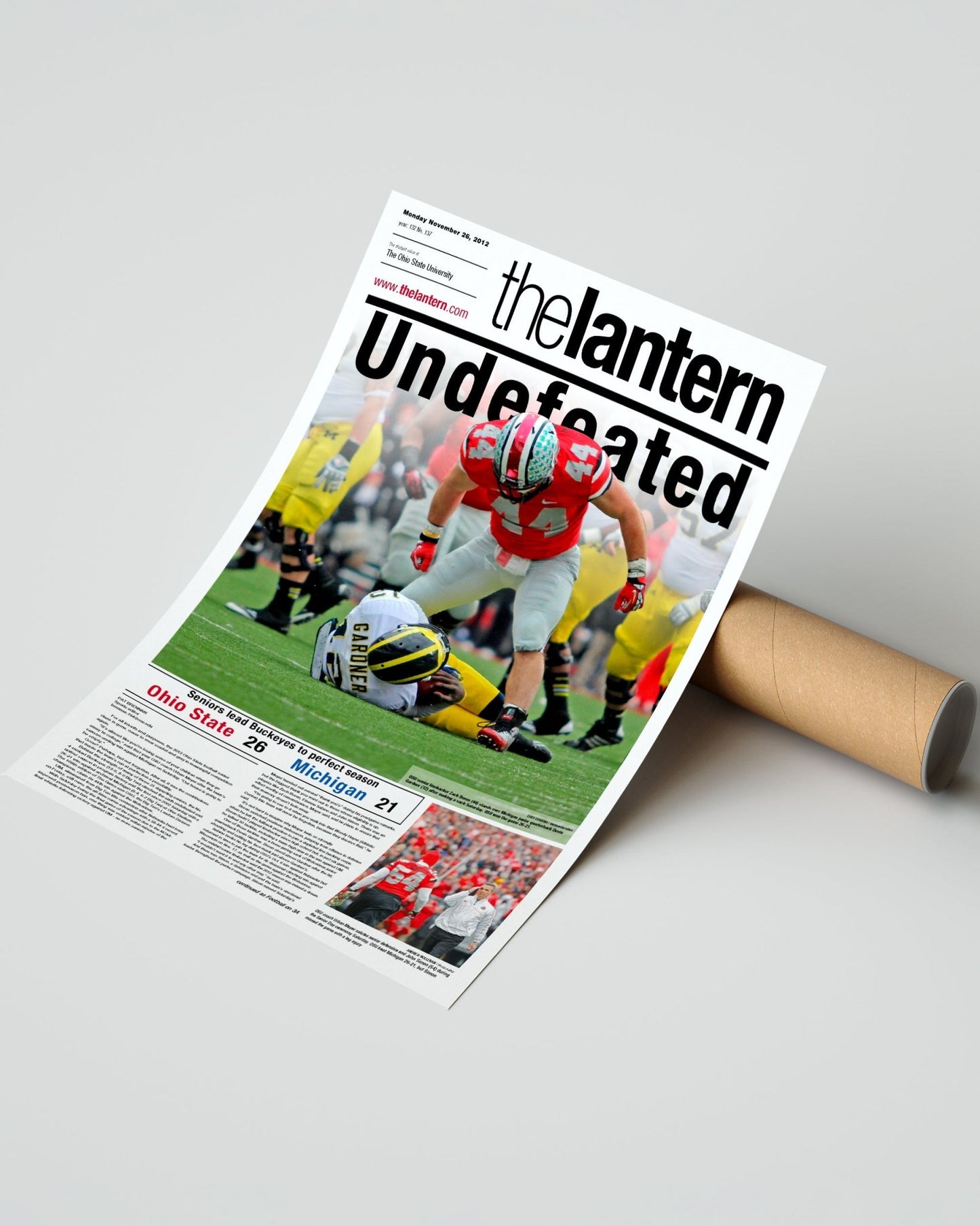 2012 Ohio State Buckeyes "Undefeated Season" The Lantern Commemorative Newspaper - TitleGameFrames.com