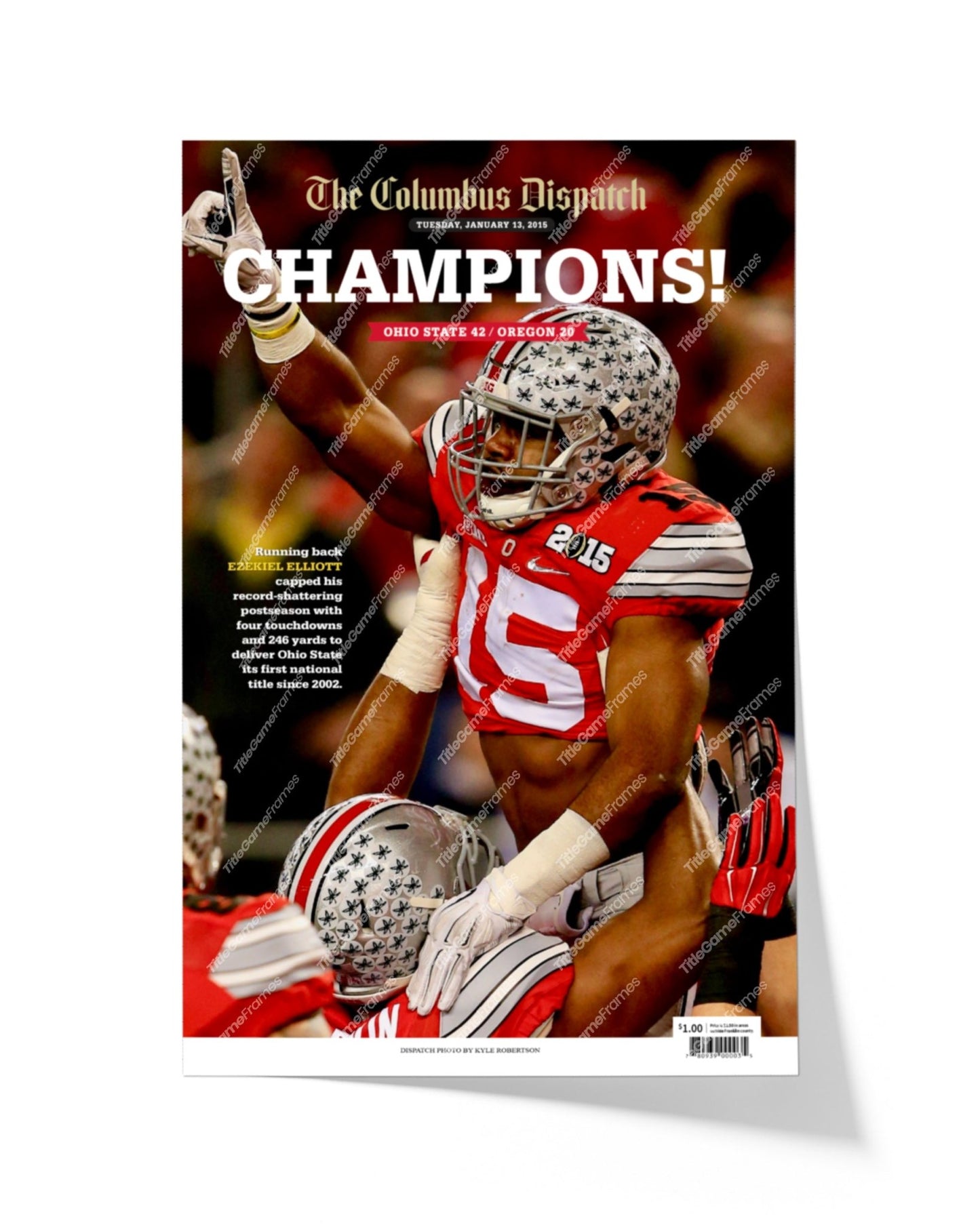 2014 Ohio State Buckeyes NCAA College Football National Champions Framed Front Page Newspaper Print - Title Game Frames