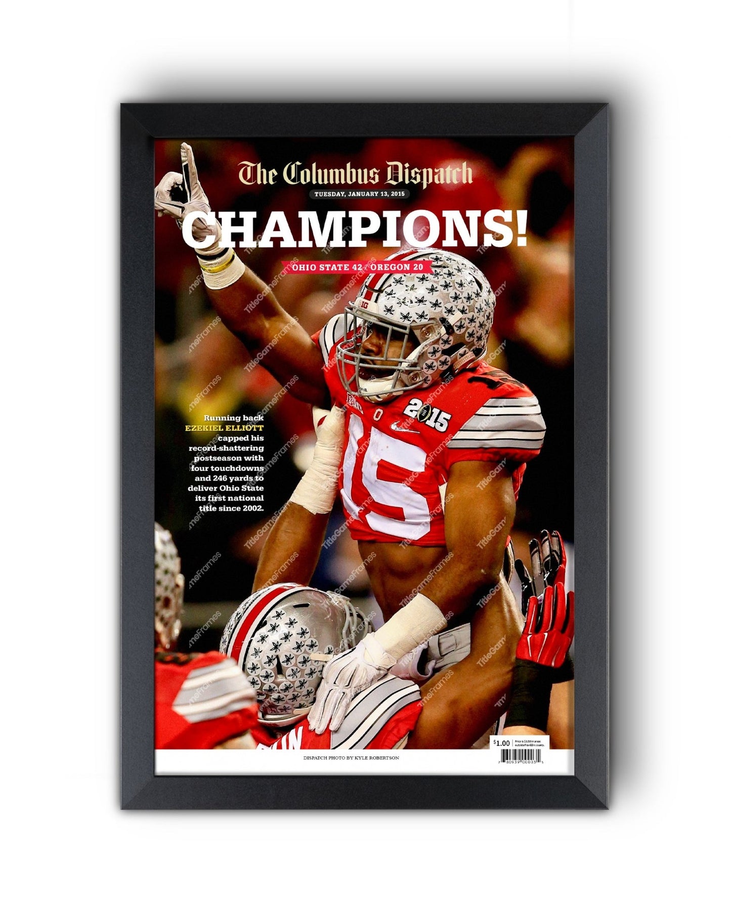 2014 Ohio State Buckeyes NCAA College Football National Champions Framed Front Page Newspaper Print - Title Game Frames