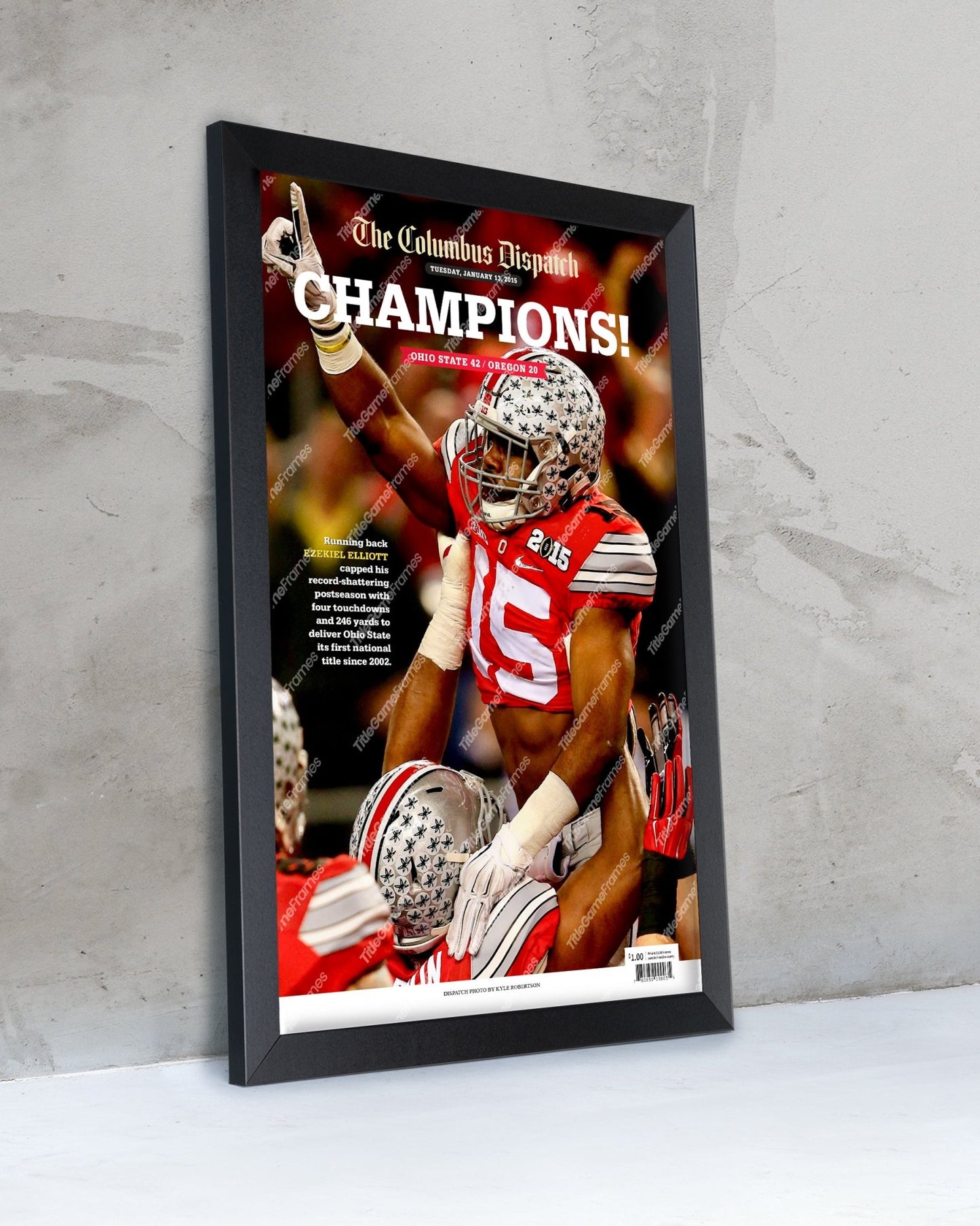 2014 Ohio State Buckeyes NCAA College Football National Champions Framed Front Page Newspaper Print - Title Game Frames