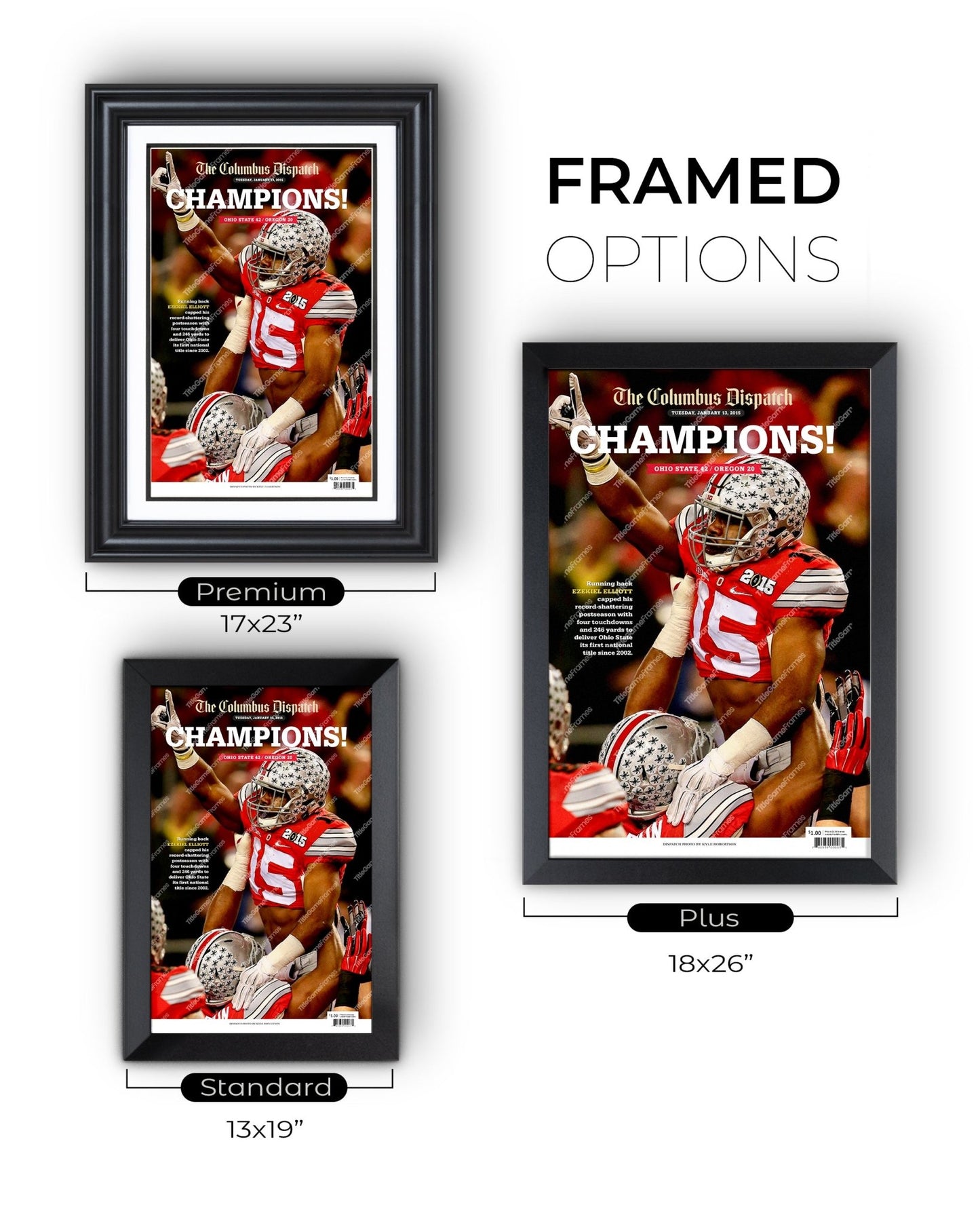 2014 Ohio State Buckeyes NCAA College Football National Champions Framed Front Page Newspaper Print - Title Game Frames