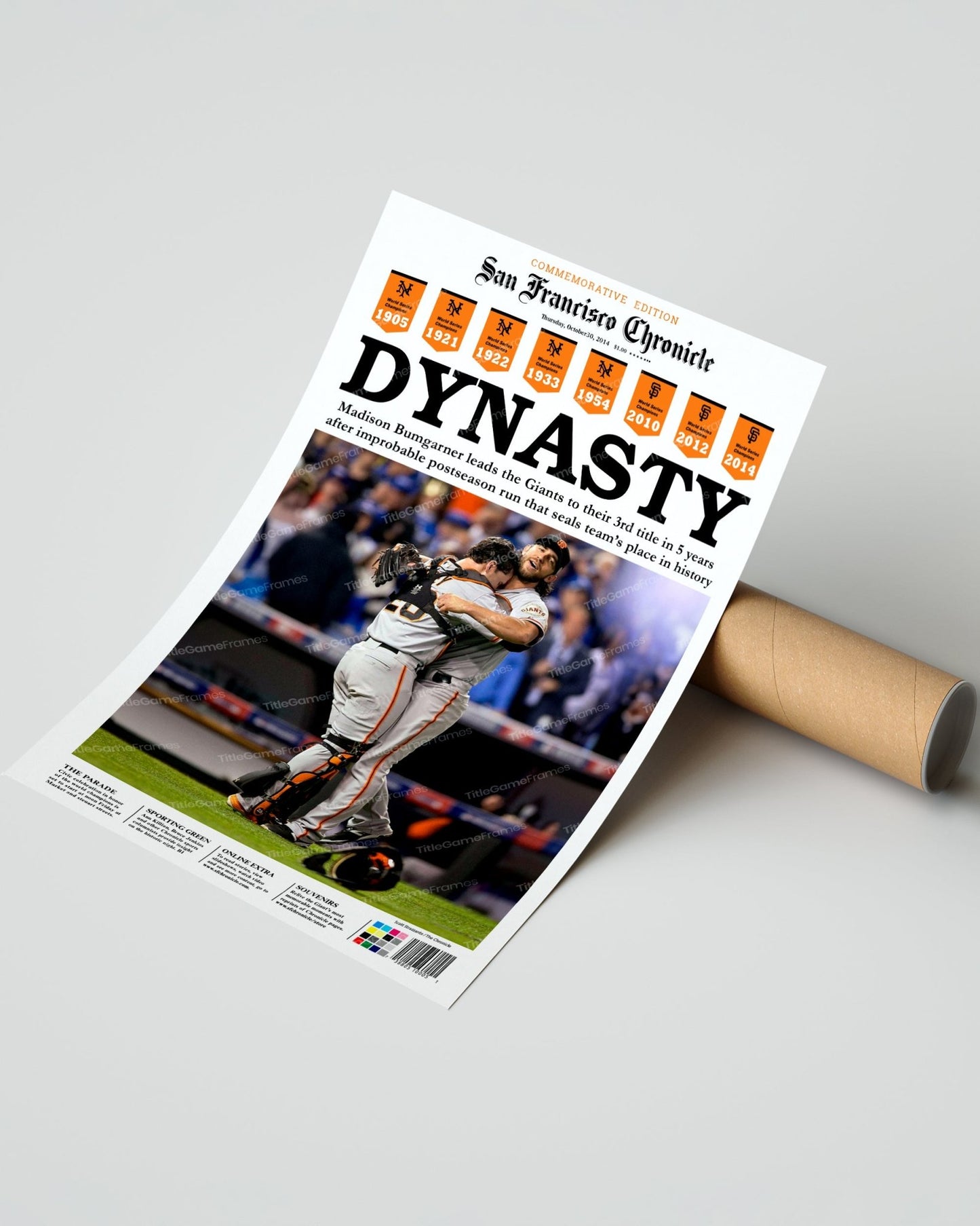 2014 San Francisco Giants World Series Champions Framed Newspaper Cover Print - TitleGameFrames.com