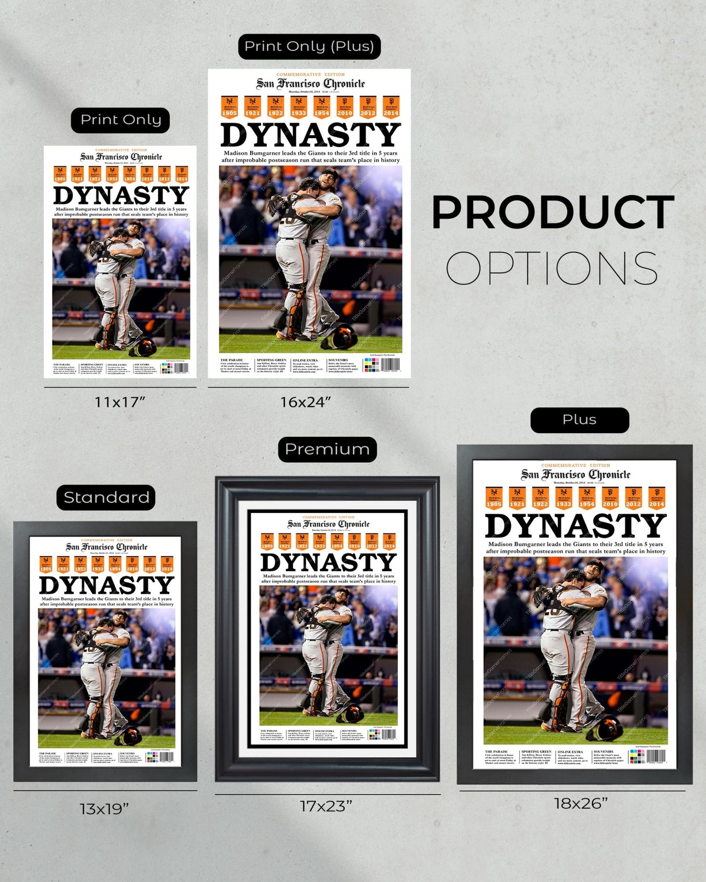 2014 San Francisco Giants World Series Champions Framed Newspaper Cover Print - TitleGameFrames.com