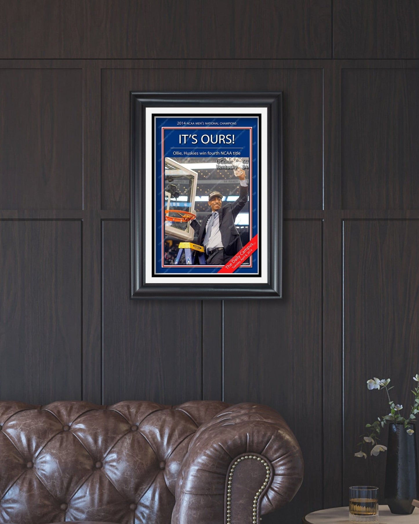 2014 UConn Huskies 'IT'S OURS!' NCAA Championship Framed Newspaper - TitleGameFrames.com