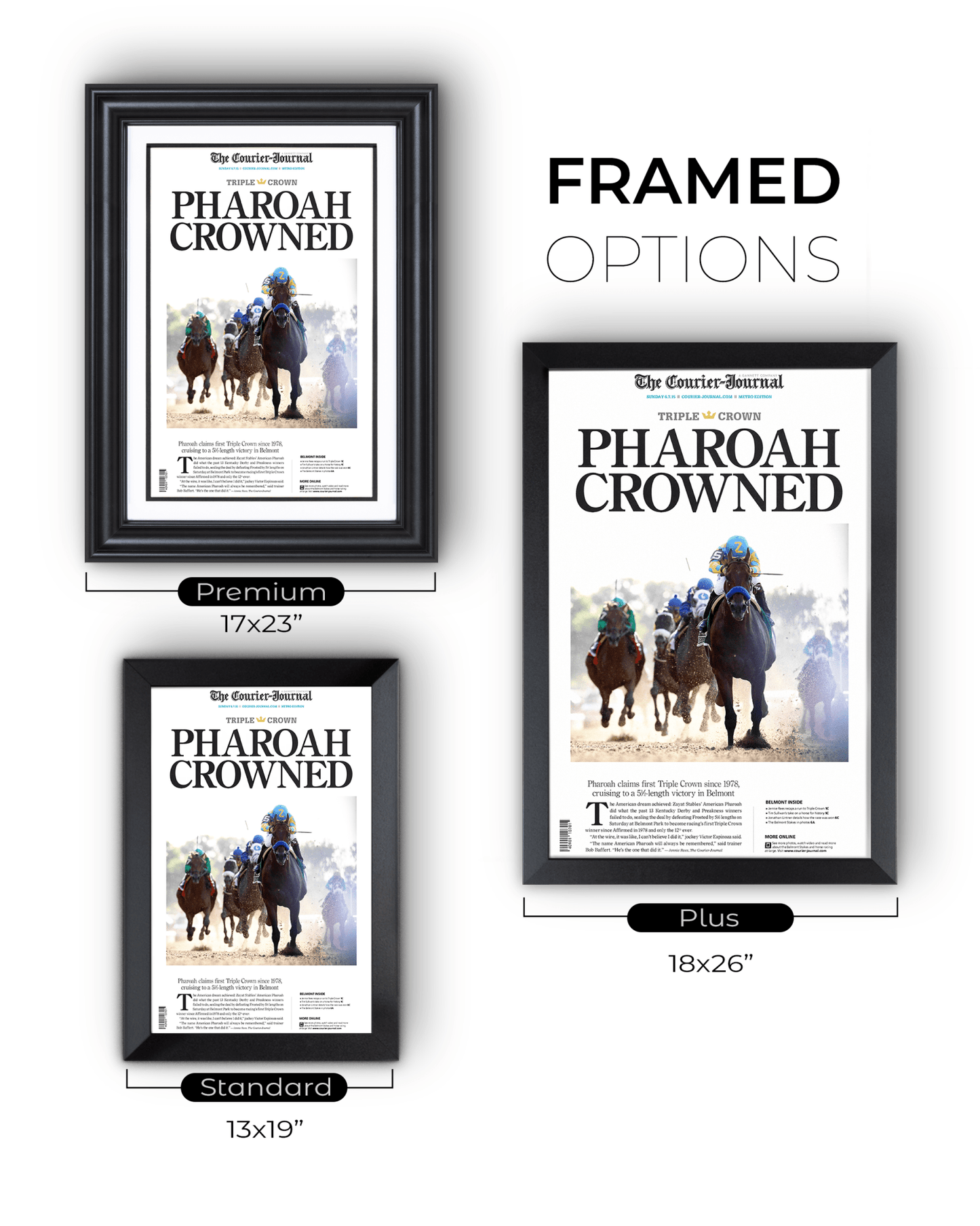 2015 Kentucky Derby “PHARAOH CROWNED” American Pharaoh Winner Framed Front Page Newspaper - TitleGameFrames.com