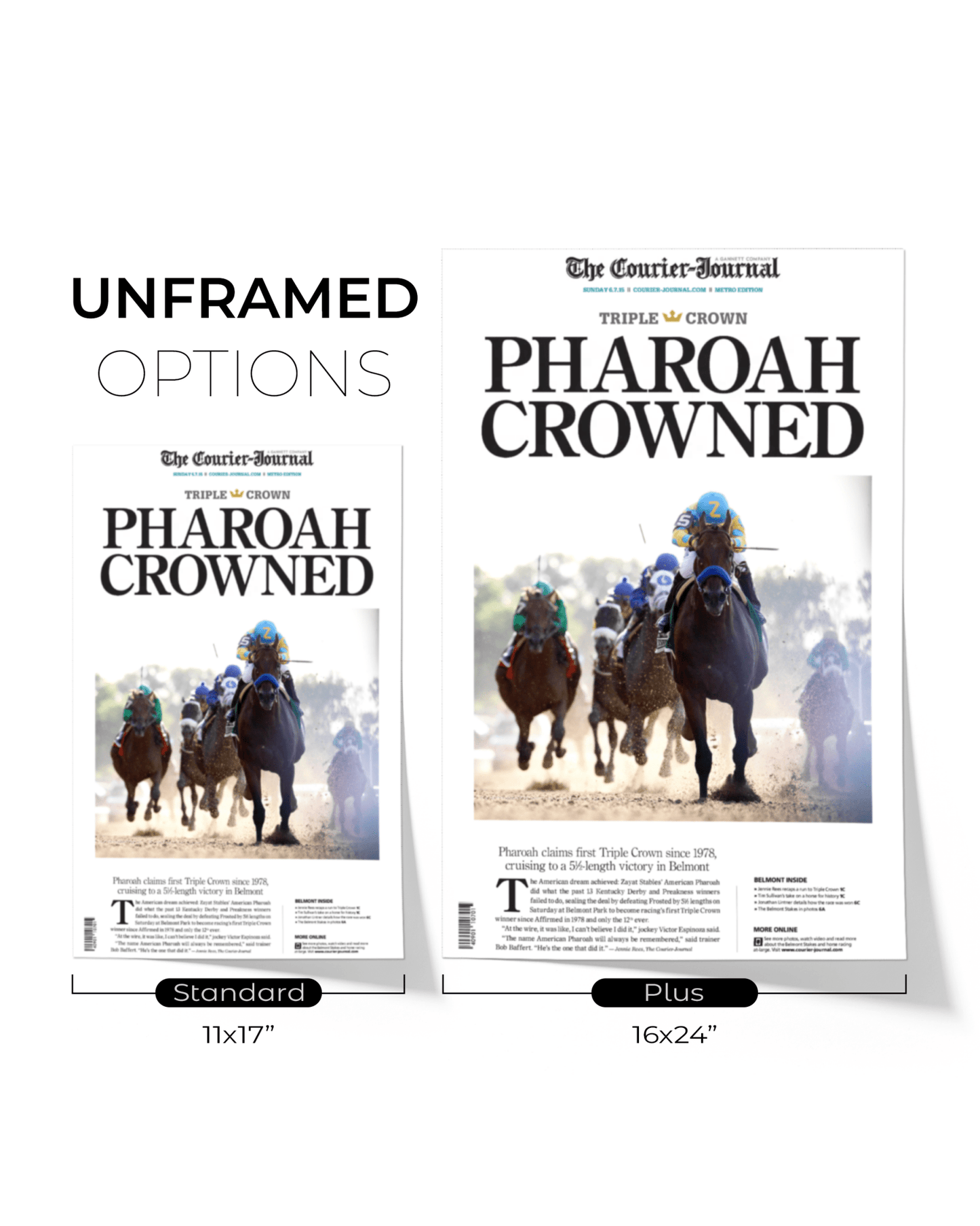 2015 Kentucky Derby “PHARAOH CROWNED” American Pharaoh Winner Framed Front Page Newspaper - TitleGameFrames.com