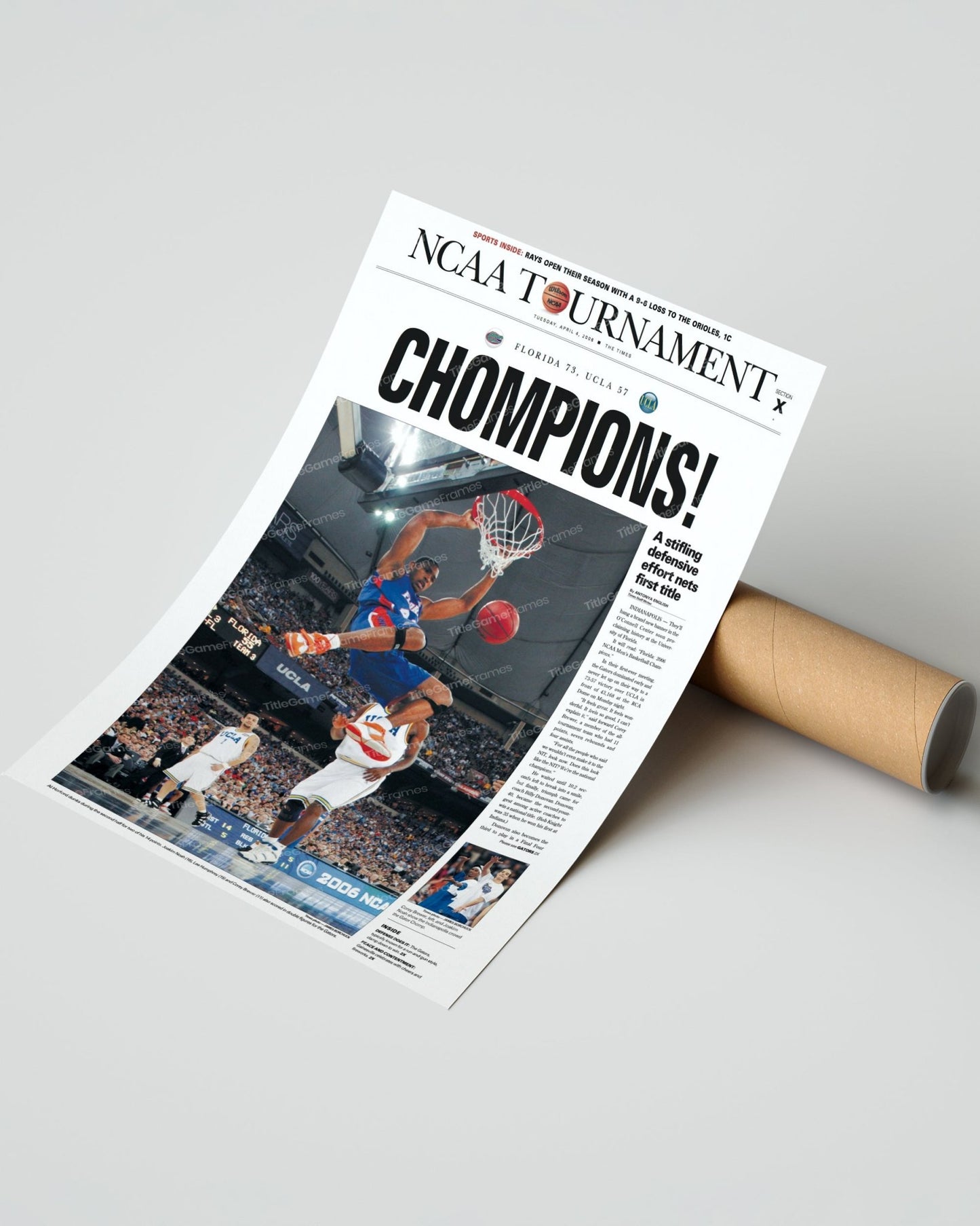 2017 Florida Gators CWS Baseball "CHOMPIONS" Framed Commemorative Newspaper - TitleGameFrames.com