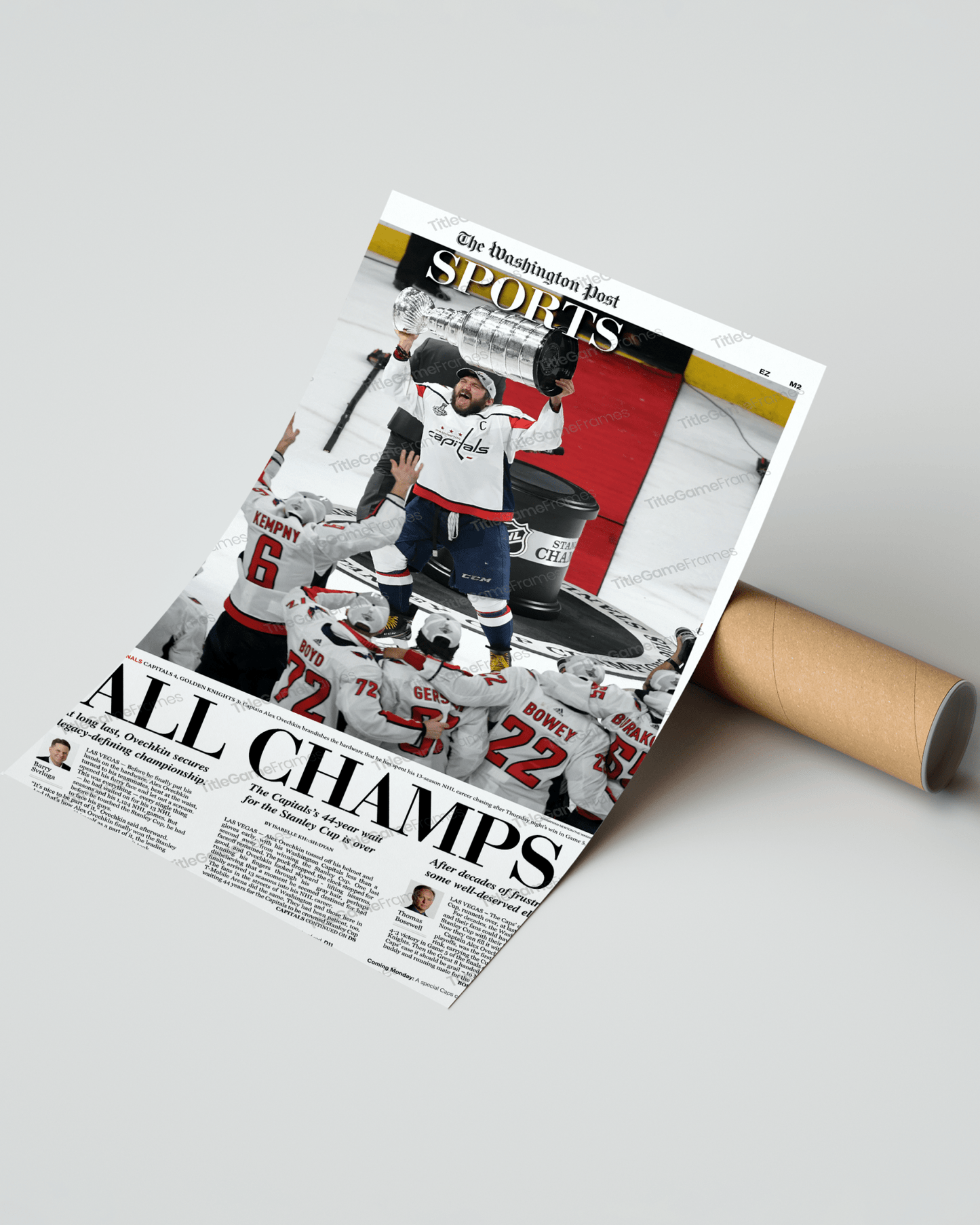 2018 Washington Capitals "All Champs" Stanley Cup Champions Framed Front Page Newspaper Print - TitleGameFrames.com