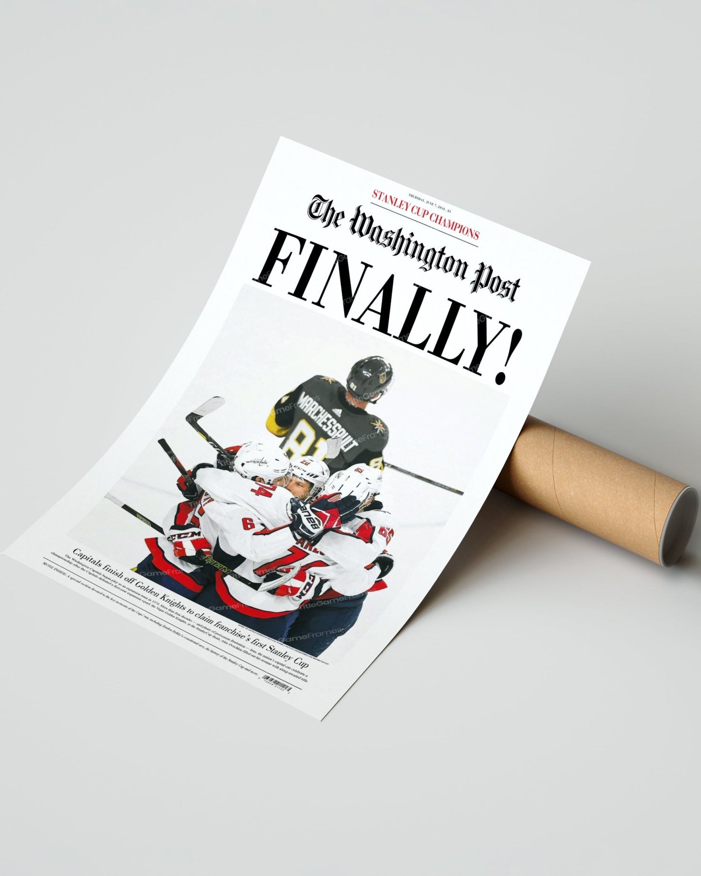 2018 Washington capitals Stanley Cup "Finally" Front Page Newspaper - TitleGameFrames.com