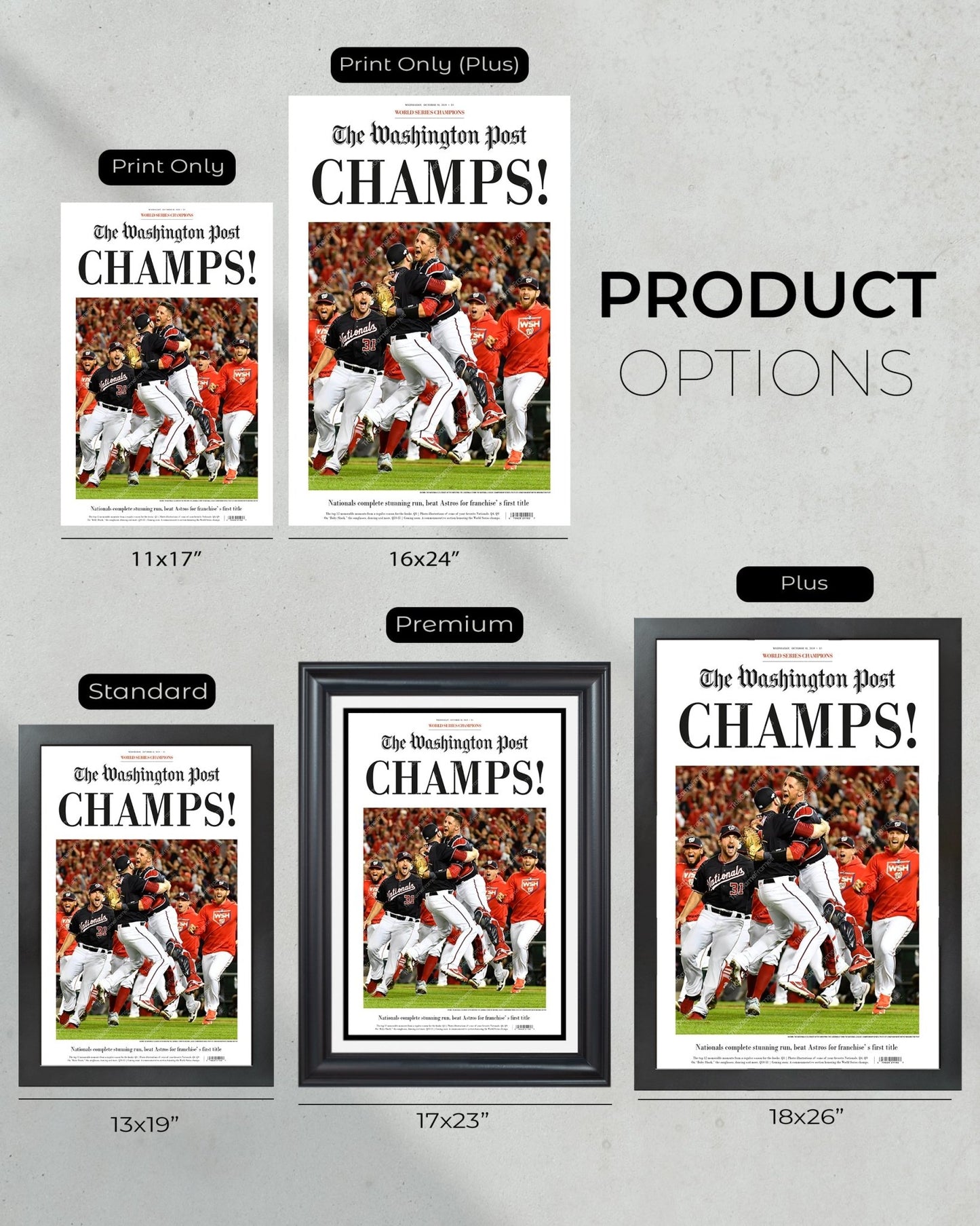 2019 Washington Nationals "Champs" World Series Baseball Champions The Washington Post Newspaper Framed Print - TitleGameFrames.com