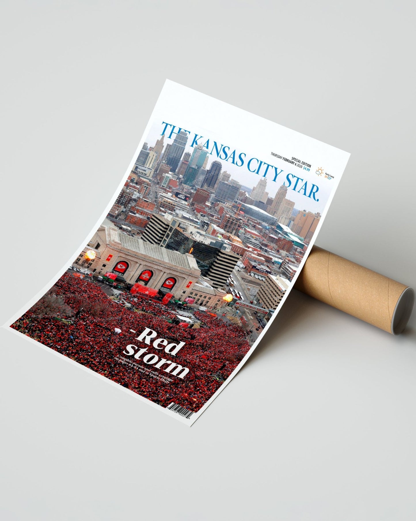 2020 Kansas City Chiefs “Red Storm” Super Bowl LIV Championship Parade Framed Front Page Newspaper - TitleGameFrames.com