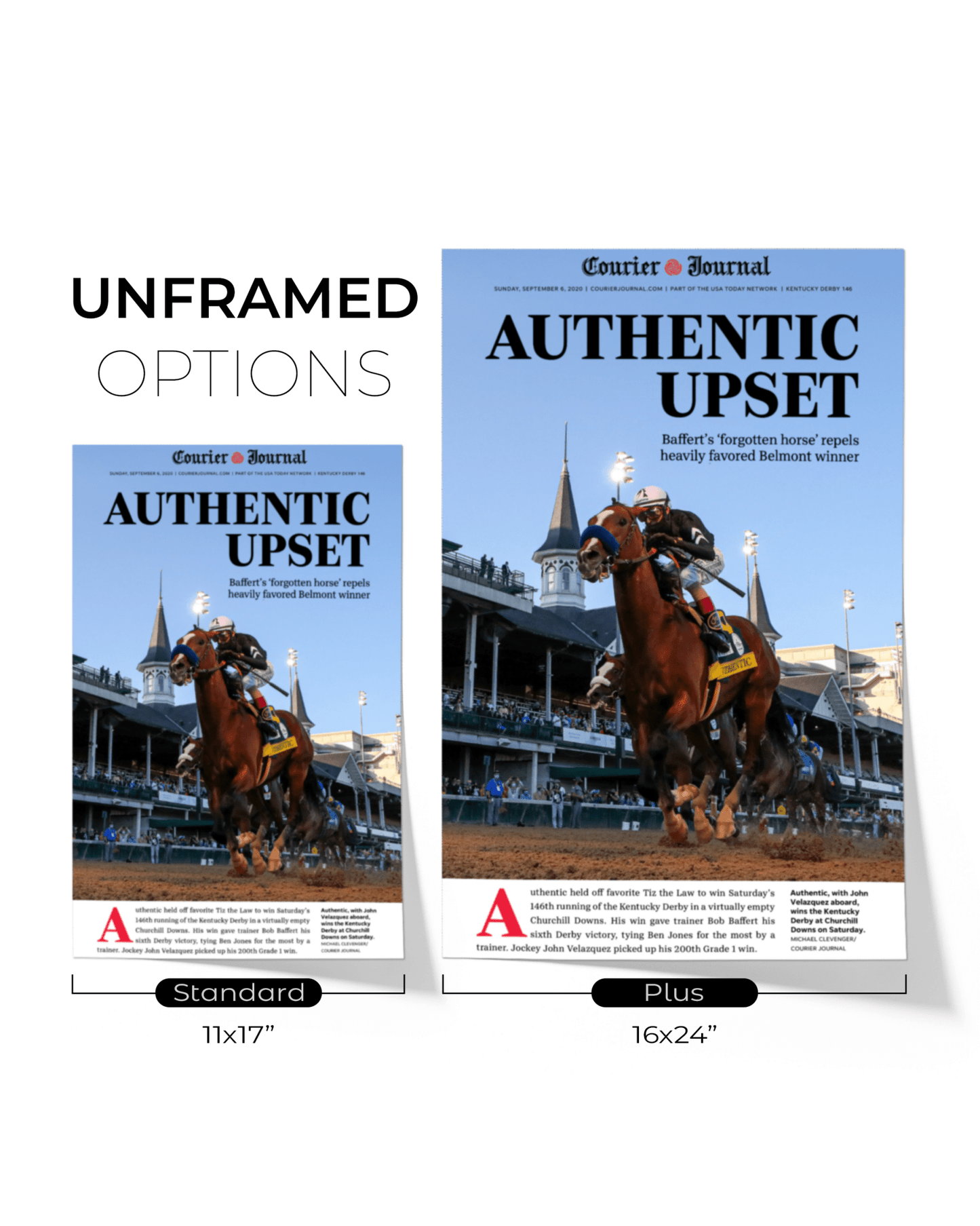 2020 Kentucky Derby “Authentic Upset” Authentic Wins Framed Front Page Newspaper - TitleGameFrames.com