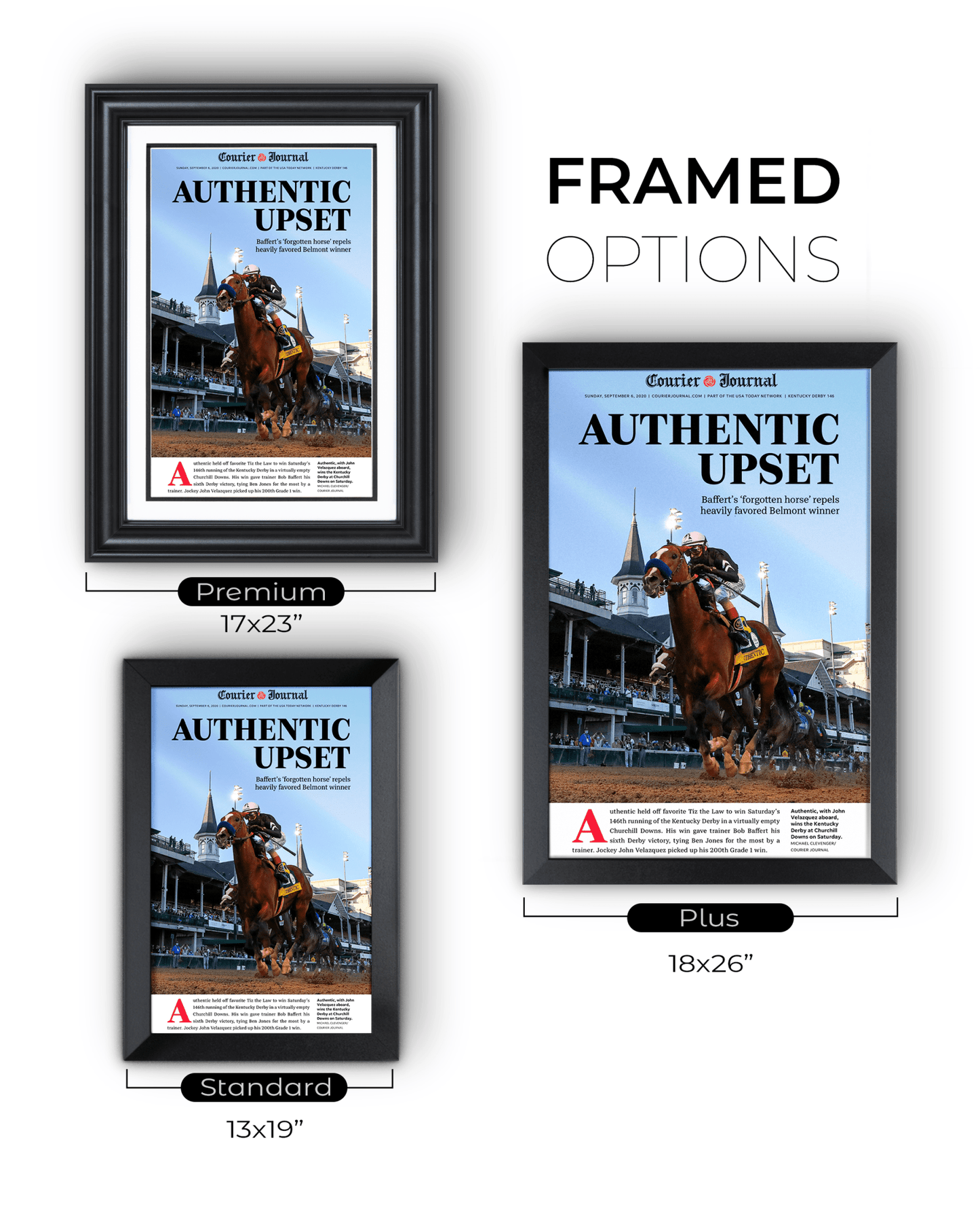 2020 Kentucky Derby “Authentic Upset” Authentic Wins Framed Front Page Newspaper - TitleGameFrames.com