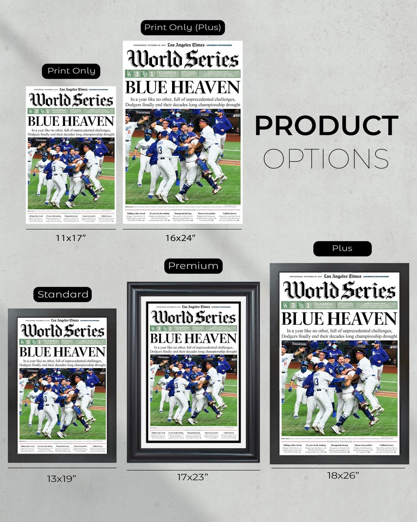 2020 L.A. Dodgers World Series Champions Framed Newspaper Cover Print - TitleGameFrames.com