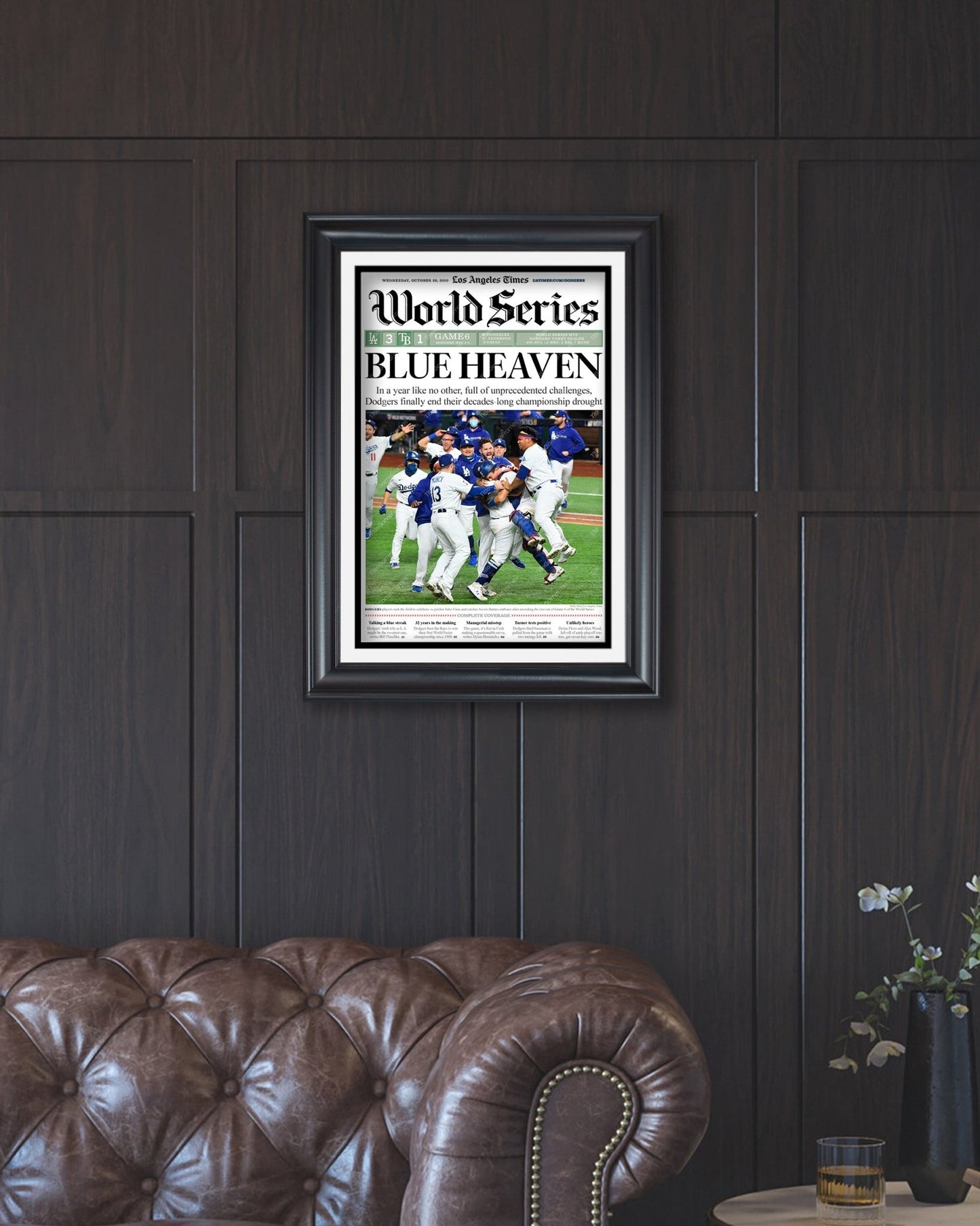 2020 L.A. Dodgers World Series Champions Framed Newspaper Cover Print - TitleGameFrames.com