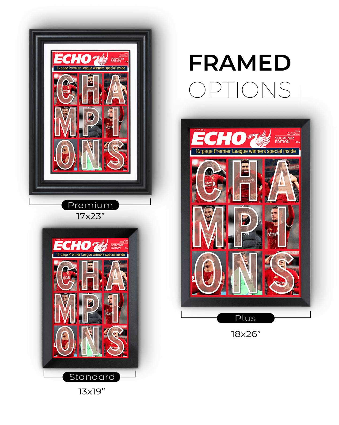 2020 Liverpool Football "CHAMPIONS" Premier League Winners Framed Newspaper - TitleGameFrames.com