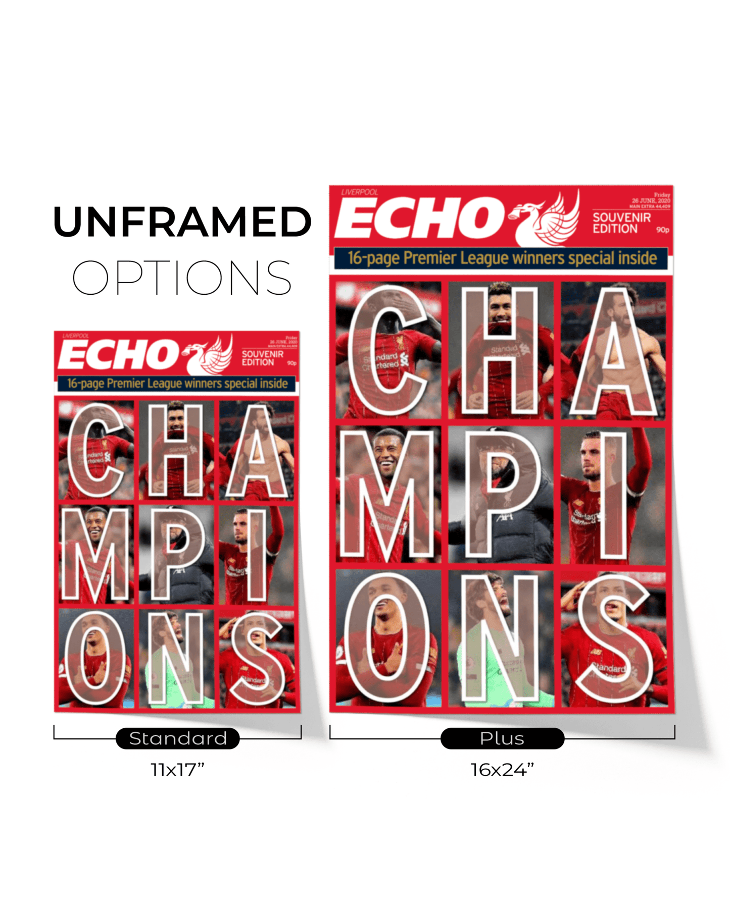 2020 Liverpool Football "CHAMPIONS" Premier League Winners Framed Newspaper - TitleGameFrames.com