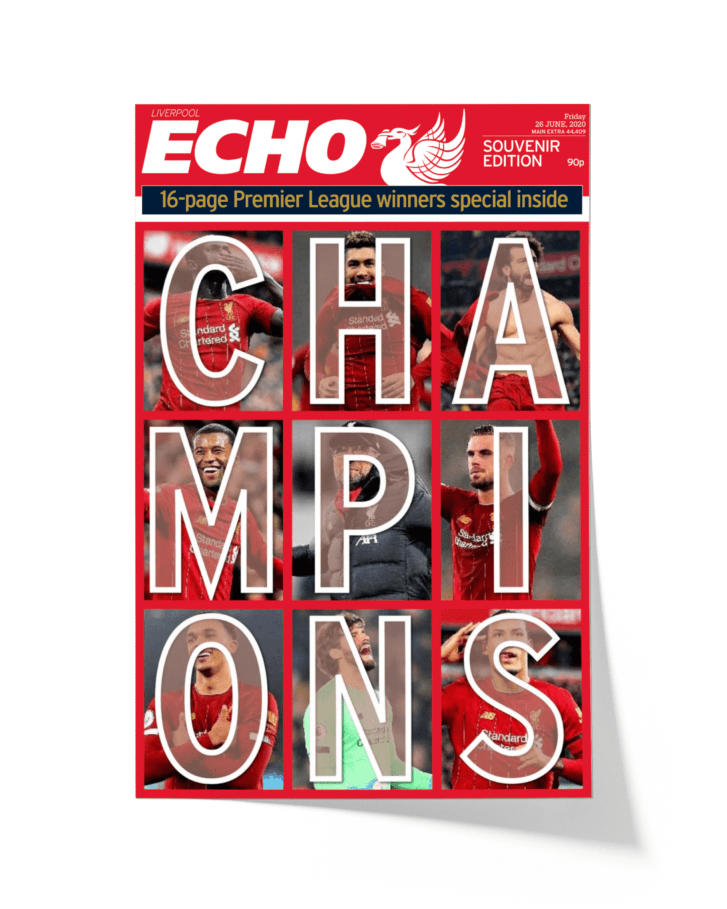 2020 Liverpool Football "CHAMPIONS" Premier League Winners Framed Newspaper - TitleGameFrames.com