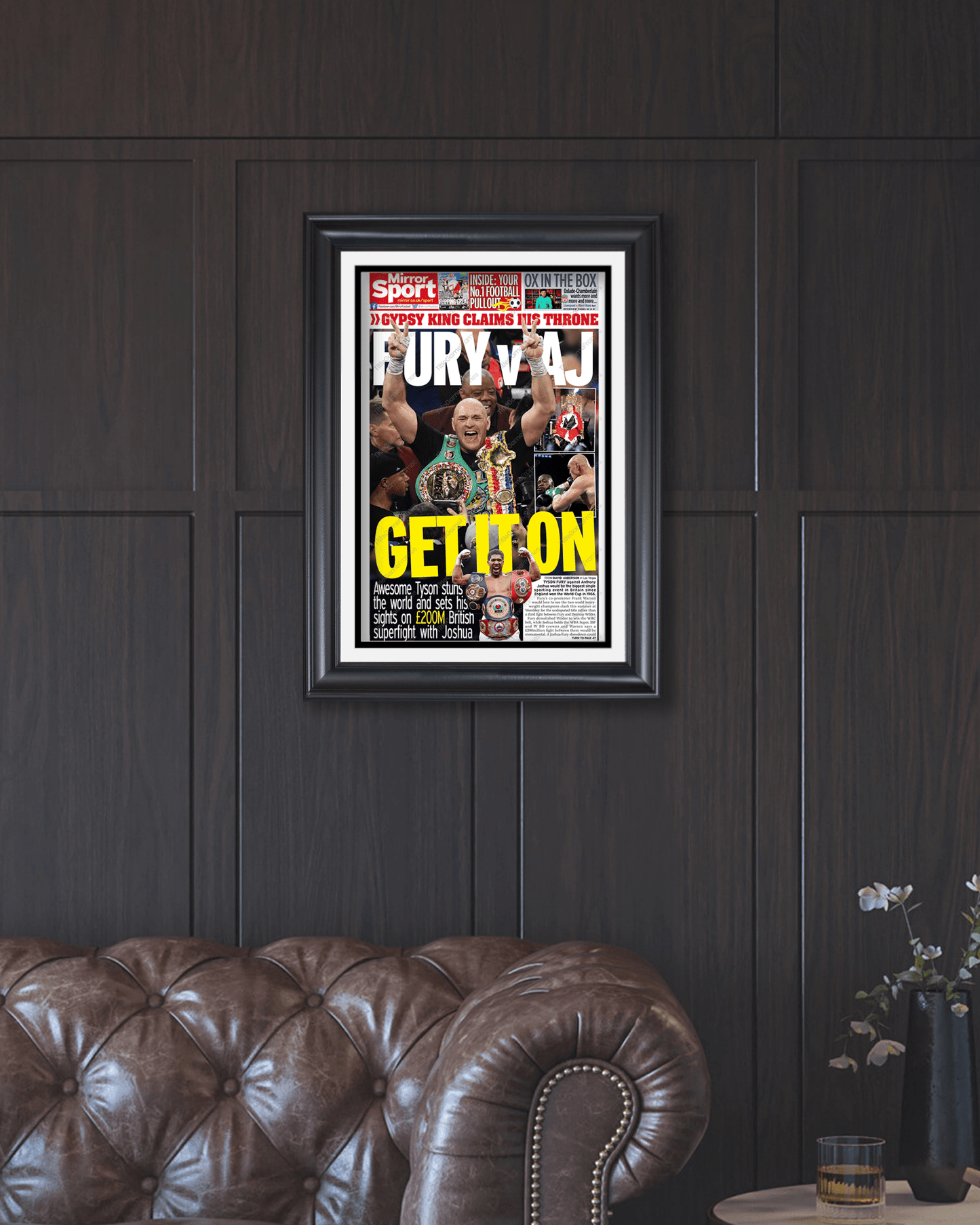 2020 Tyson Fury vs. Deontay Wilder Heavyweight Boxing Framed Front Page Newspaper Print - TitleGameFrames.com