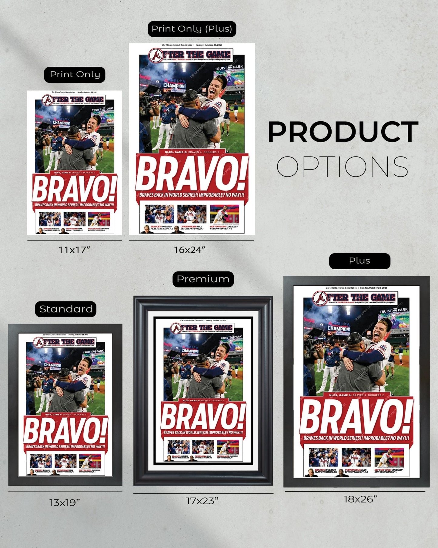 2021 Atlanta Braves NLCS Champions Framed Front Page Newspaper Print - TitleGameFrames.com