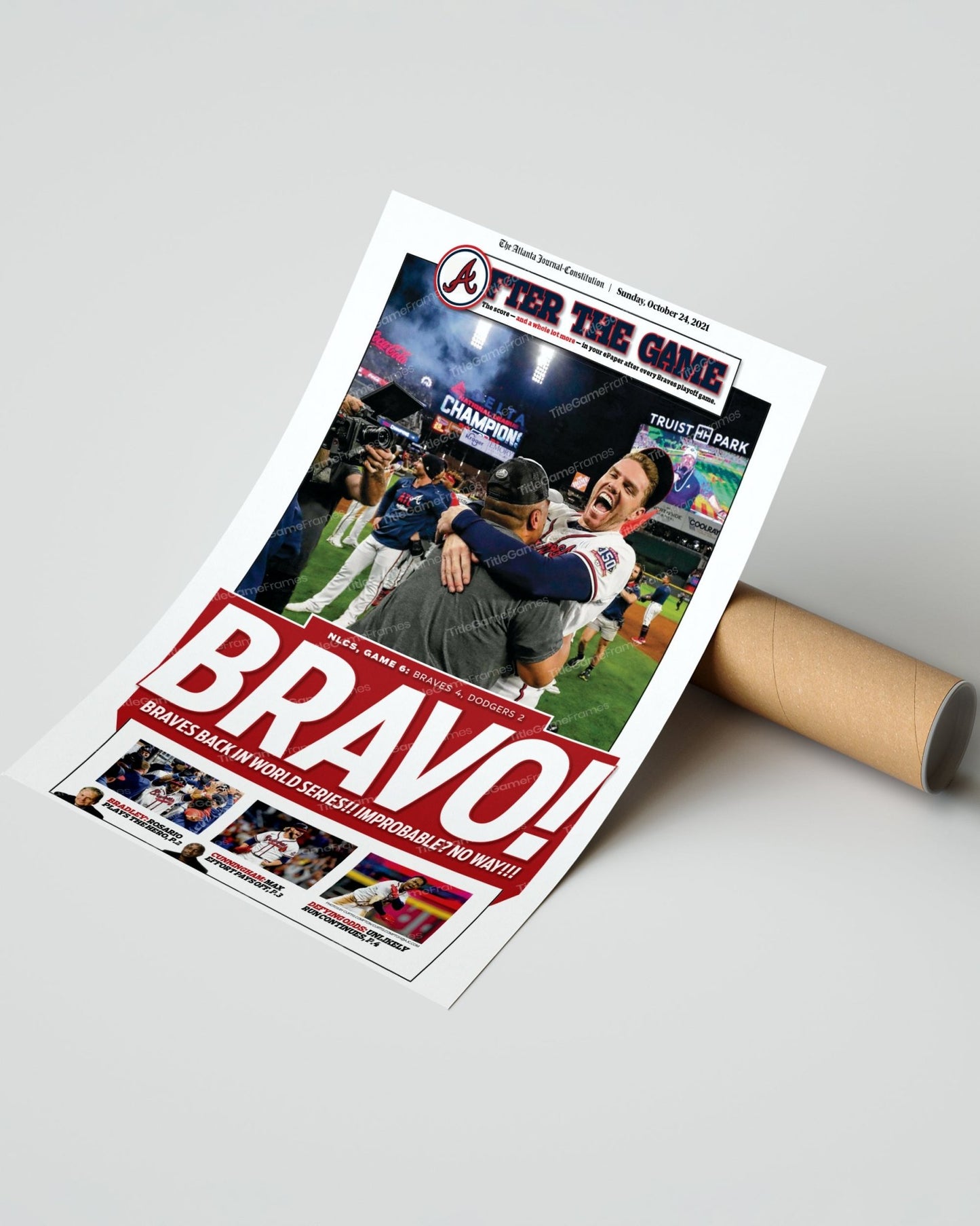 2021 Atlanta Braves NLCS Champions Framed Front Page Newspaper Print - TitleGameFrames.com