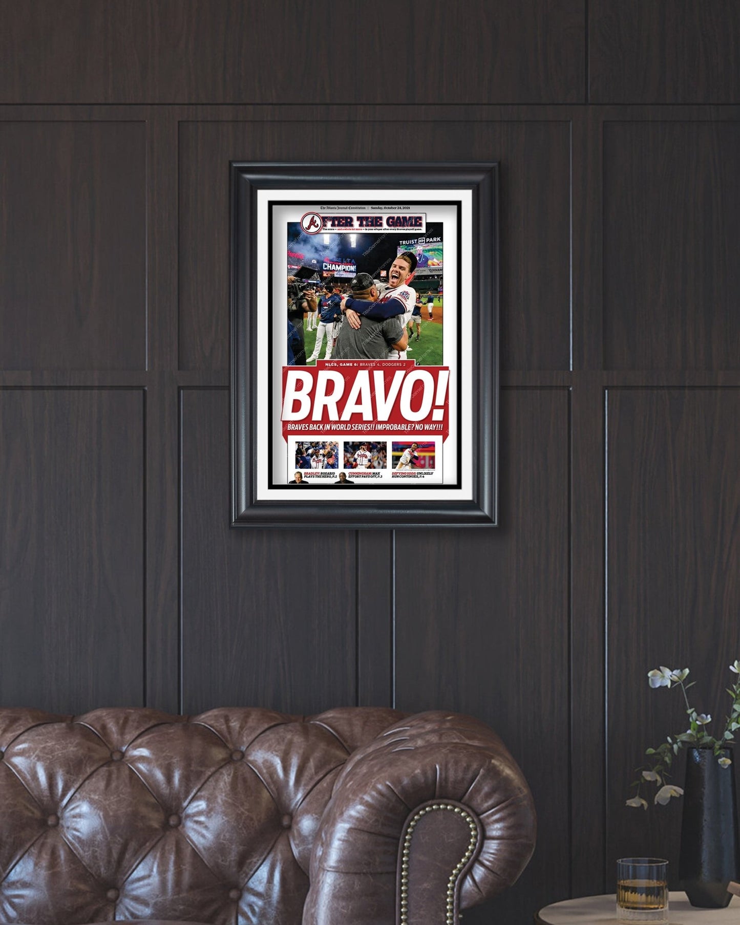 2021 Atlanta Braves NLCS Champions Framed Front Page Newspaper Print - TitleGameFrames.com