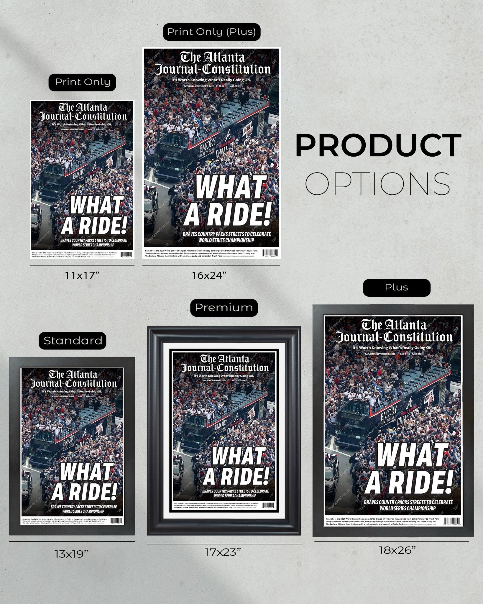 2021 Atlanta Braves Parade World Series Champions Framed Front Page Newspaper Print - TitleGameFrames.com