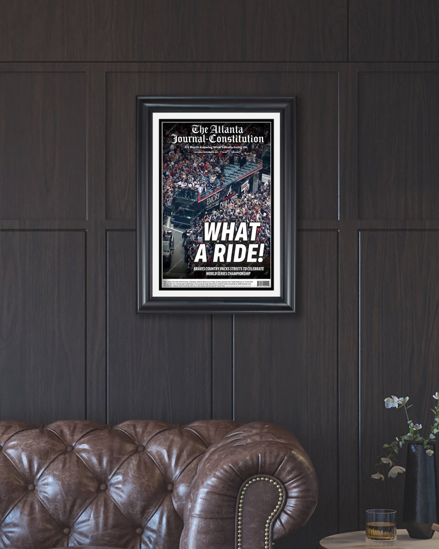 2021 Atlanta Braves Parade World Series Champions Framed Front Page Newspaper Print - TitleGameFrames.com